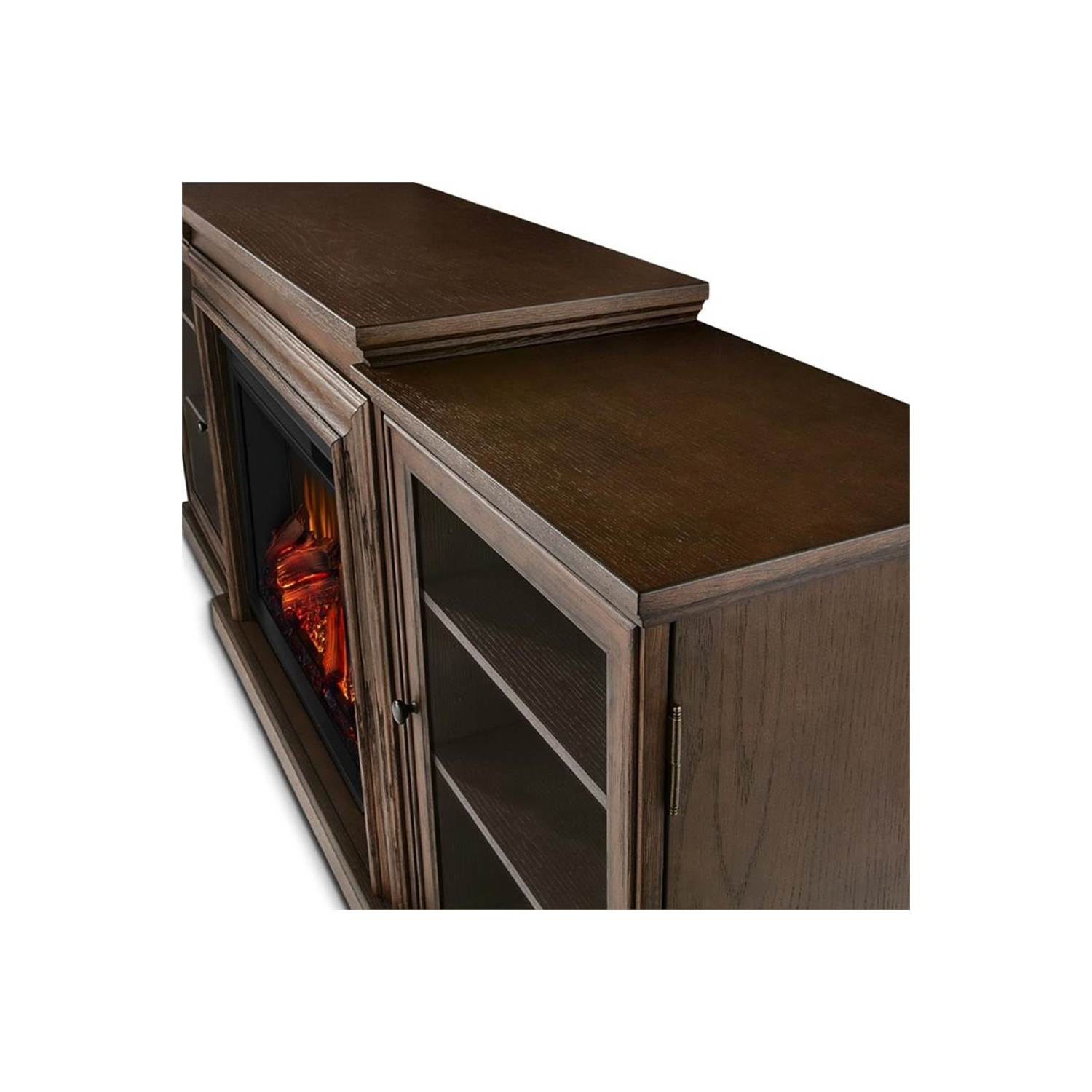 Meuble pour téléviseur de 72&nbsp;po avec foyer électrique Frederick de Real Flame - Chêne marron