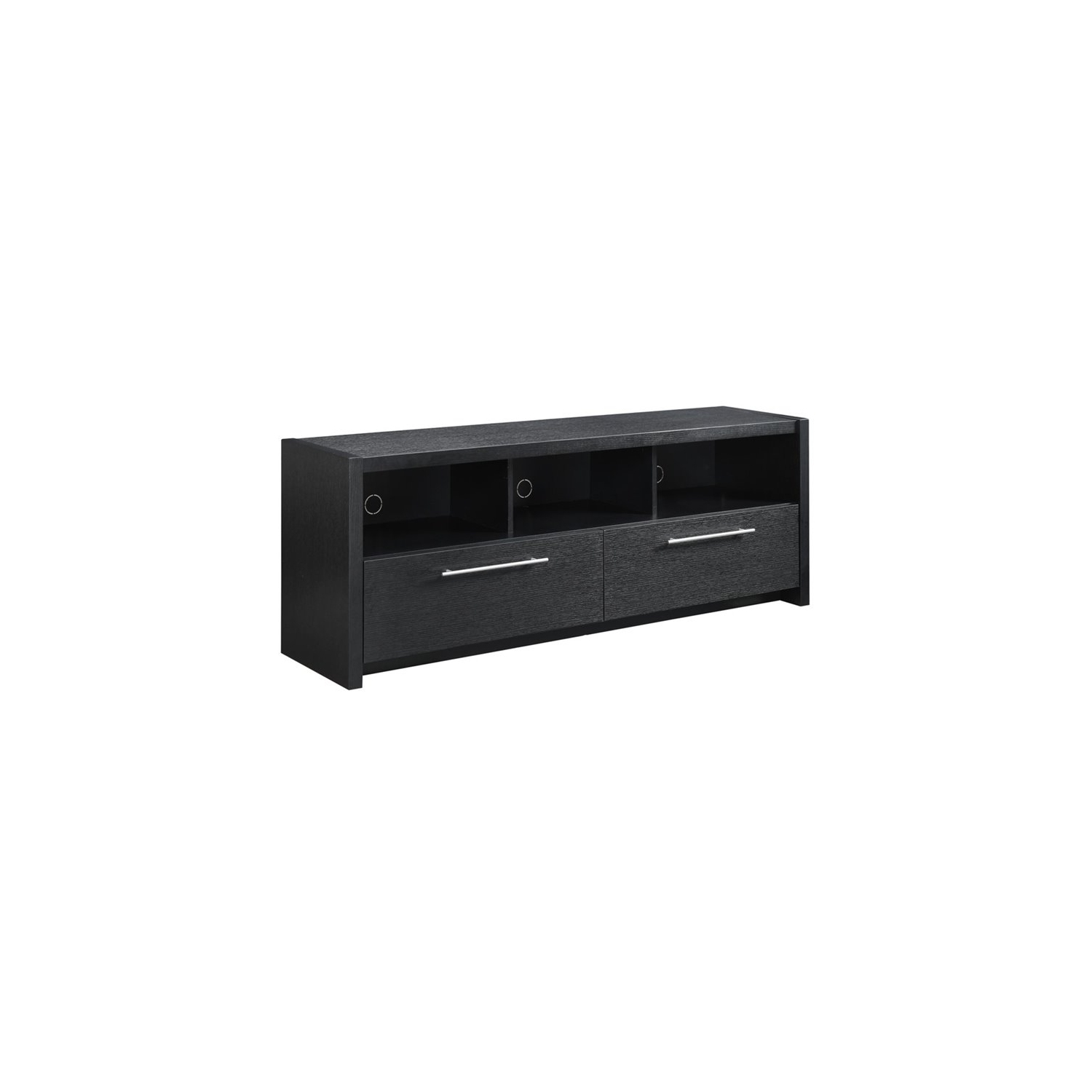 Newport Marbella 60-inch TV Stand with Cabinets and Shelves in Black Wood Finish