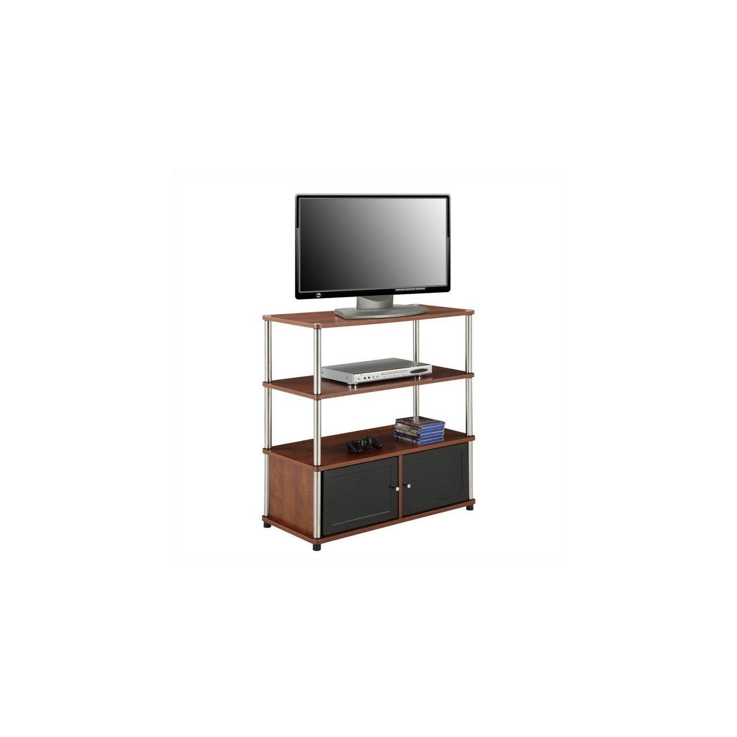 Convenience Concepts Designs2Go 34" 3 Tier Highboy TV Stand in Cherry