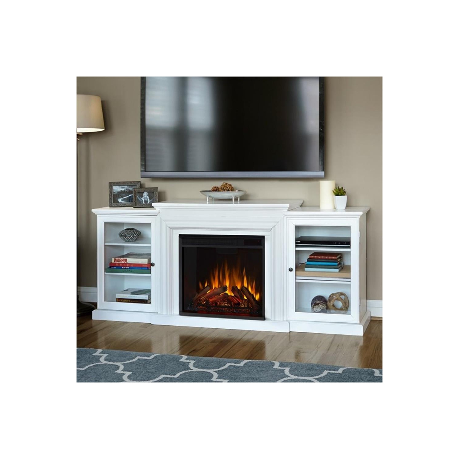 Meuble pour téléviseur de 72&nbsp;po avec foyer électrique Frederick de Real Flame - Blanc