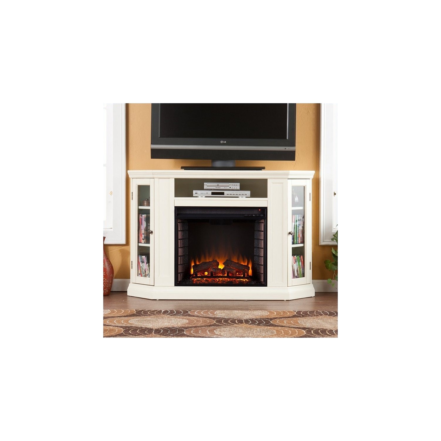 SEI Furniture – foyer électrique autonome multimédia convertible, ivoire