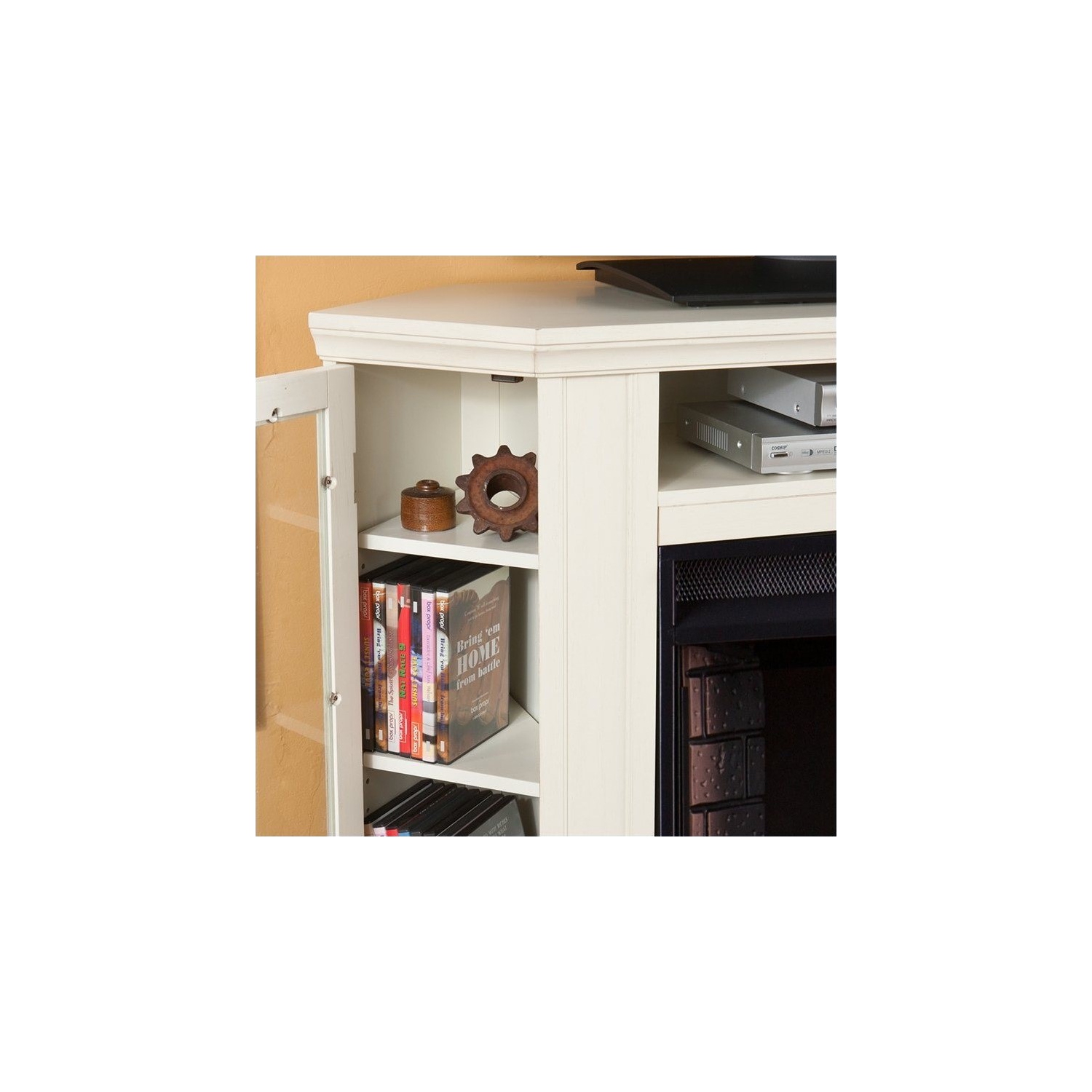 SEI Furniture – foyer électrique autonome multimédia convertible, ivoire