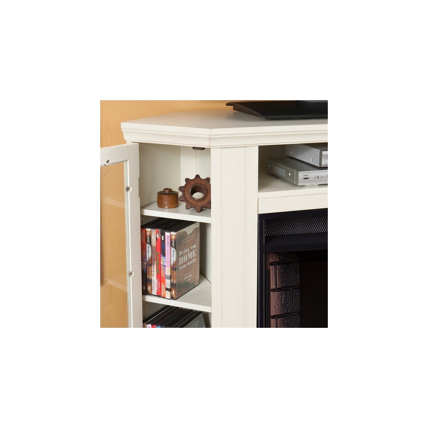 SEI Furniture – foyer électrique autonome multimédia convertible, ivoire