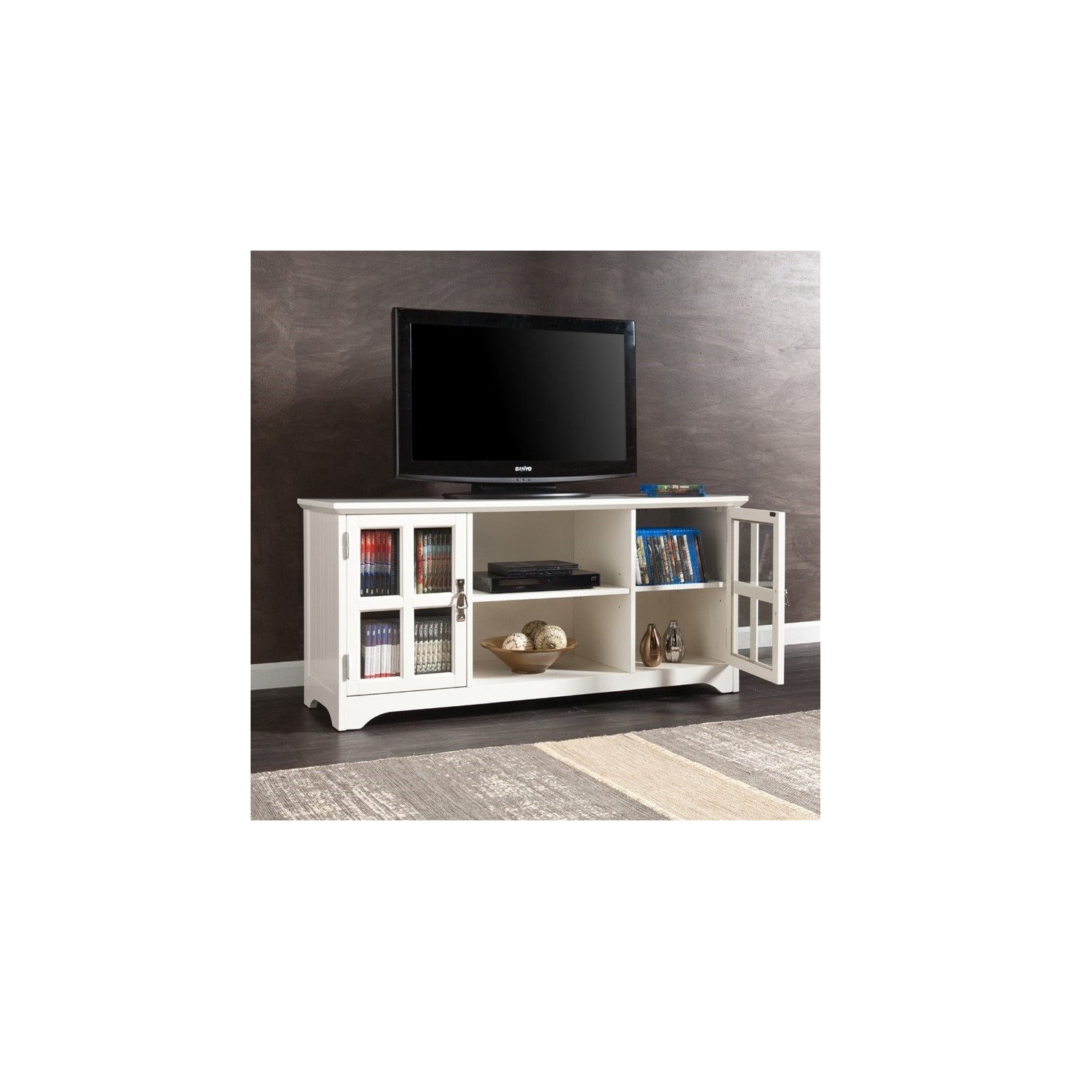 SEI Furniture Remington 52" TV Media Stand in White