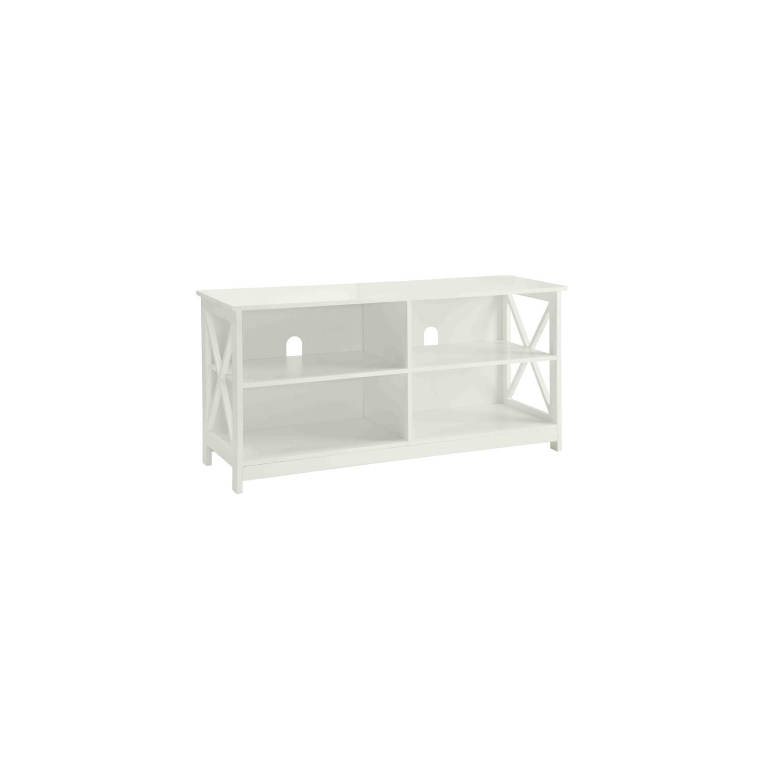 Convenience Concepts Oxford TV Stand in White Wood Finish with Shelves