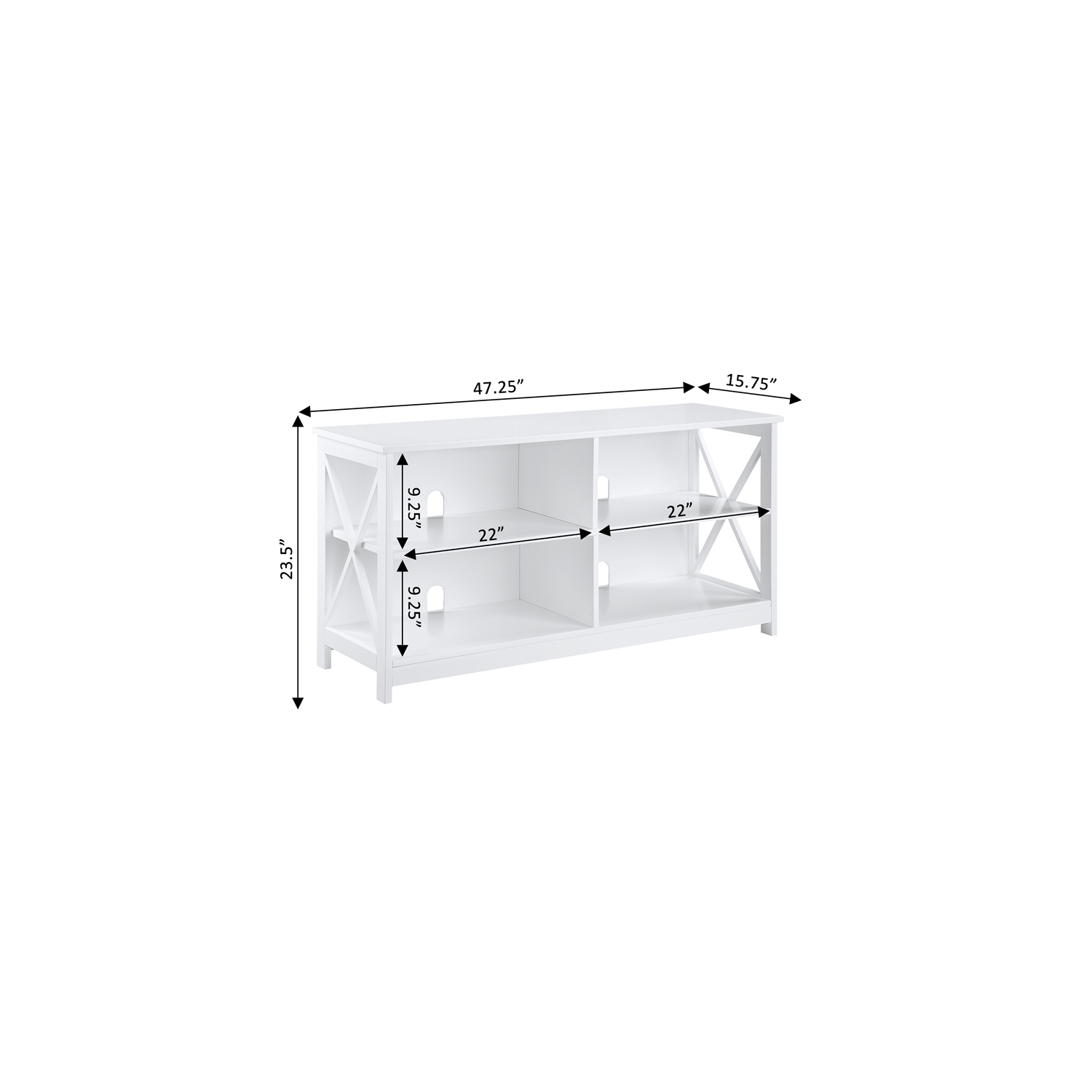 Convenience Concepts Oxford TV Stand in White Wood Finish with Shelves