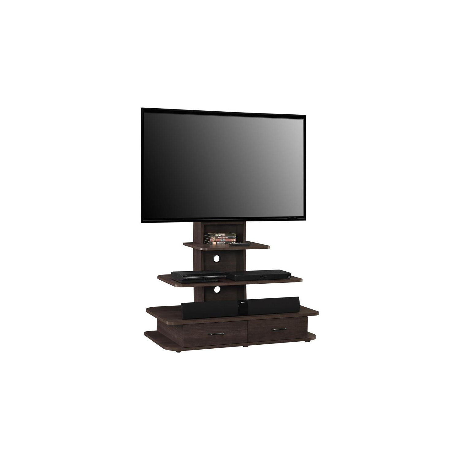 Espresso Ameriwood Home Galaxy TV Stand with Mount and Drawers for TVs up to 70 Wide 