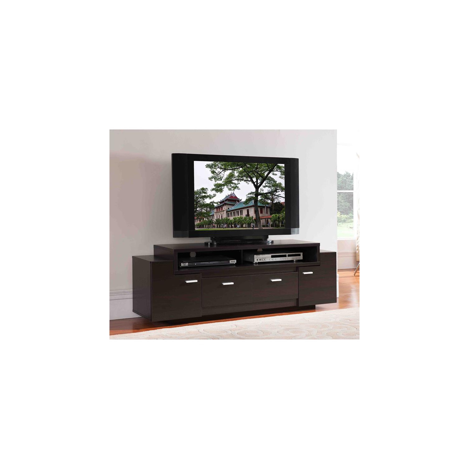 Meuble en bois contemporain de 60 po pour téléviseur Santex de Furniture of America - Cappuccino