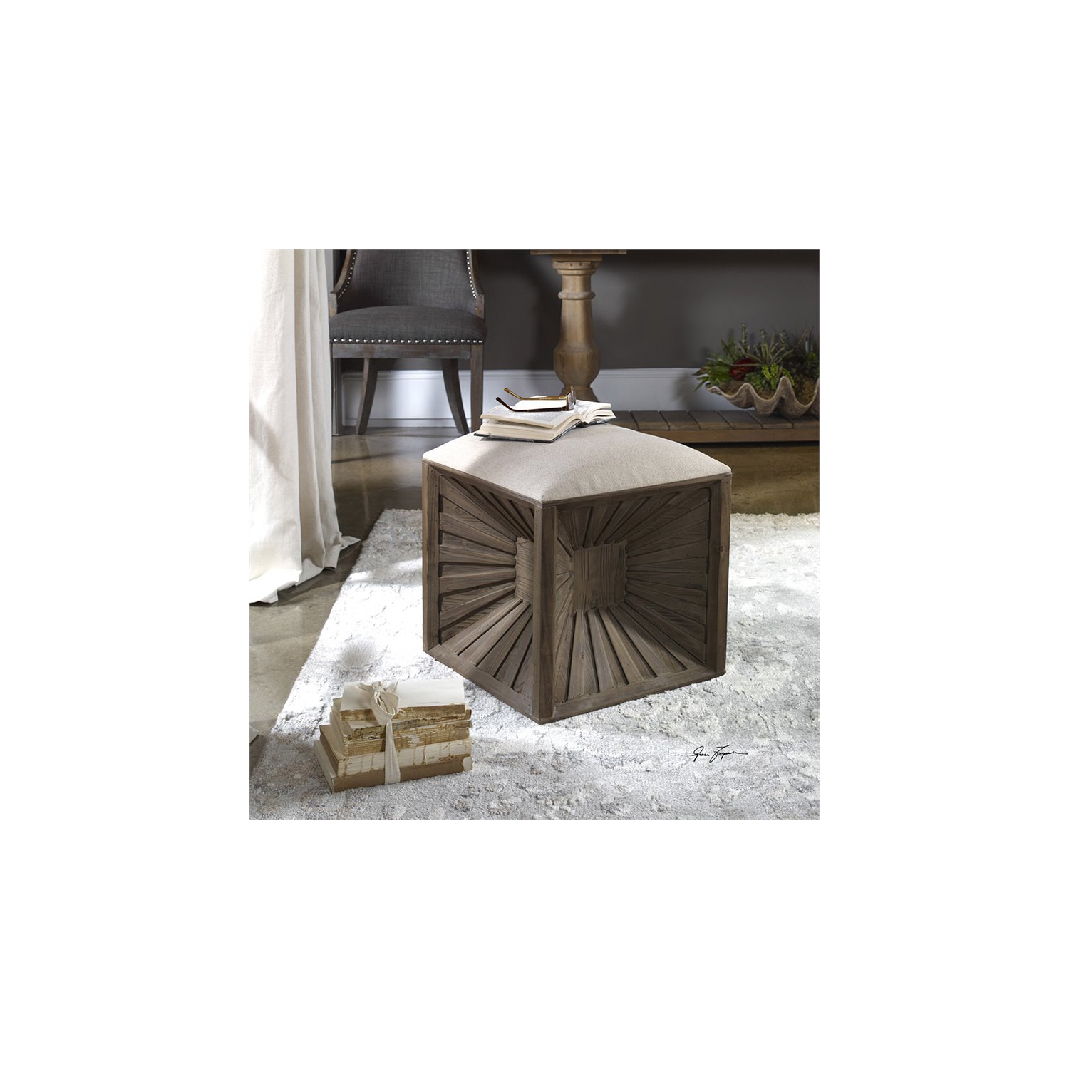 Uttermost Jia Wooden Ottoman