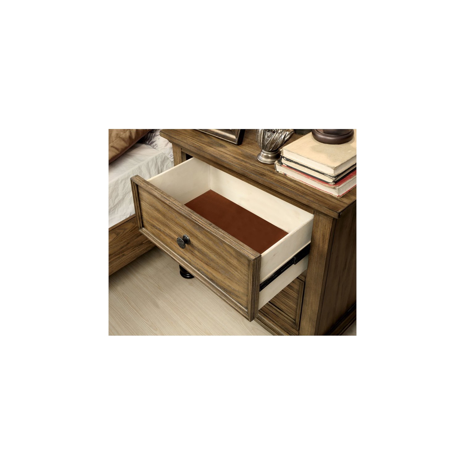 Furniture of America Monica Industrial Wood 2-Drawer Nightstand in Dark Oak