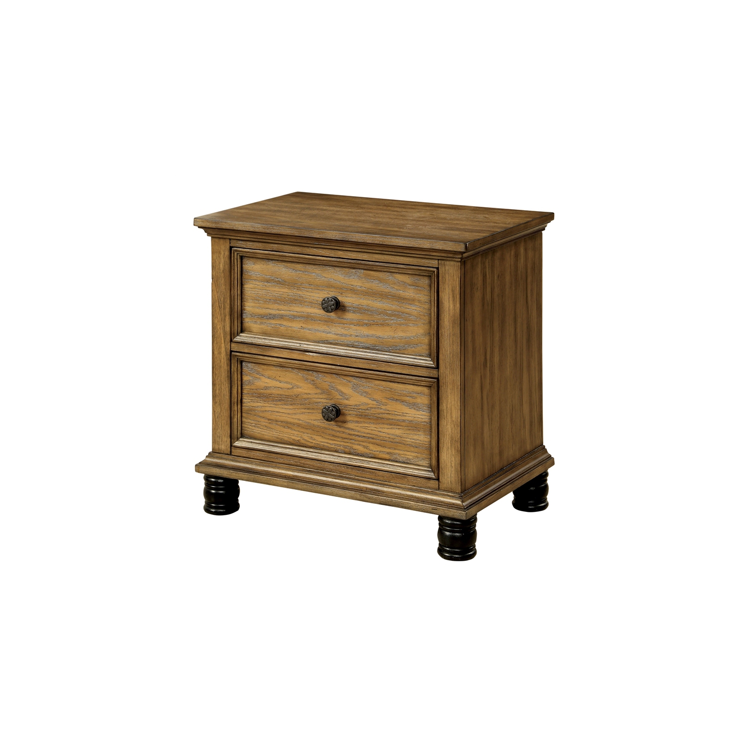 Furniture of America Monica Industrial Wood 2-Drawer Nightstand in Dark Oak