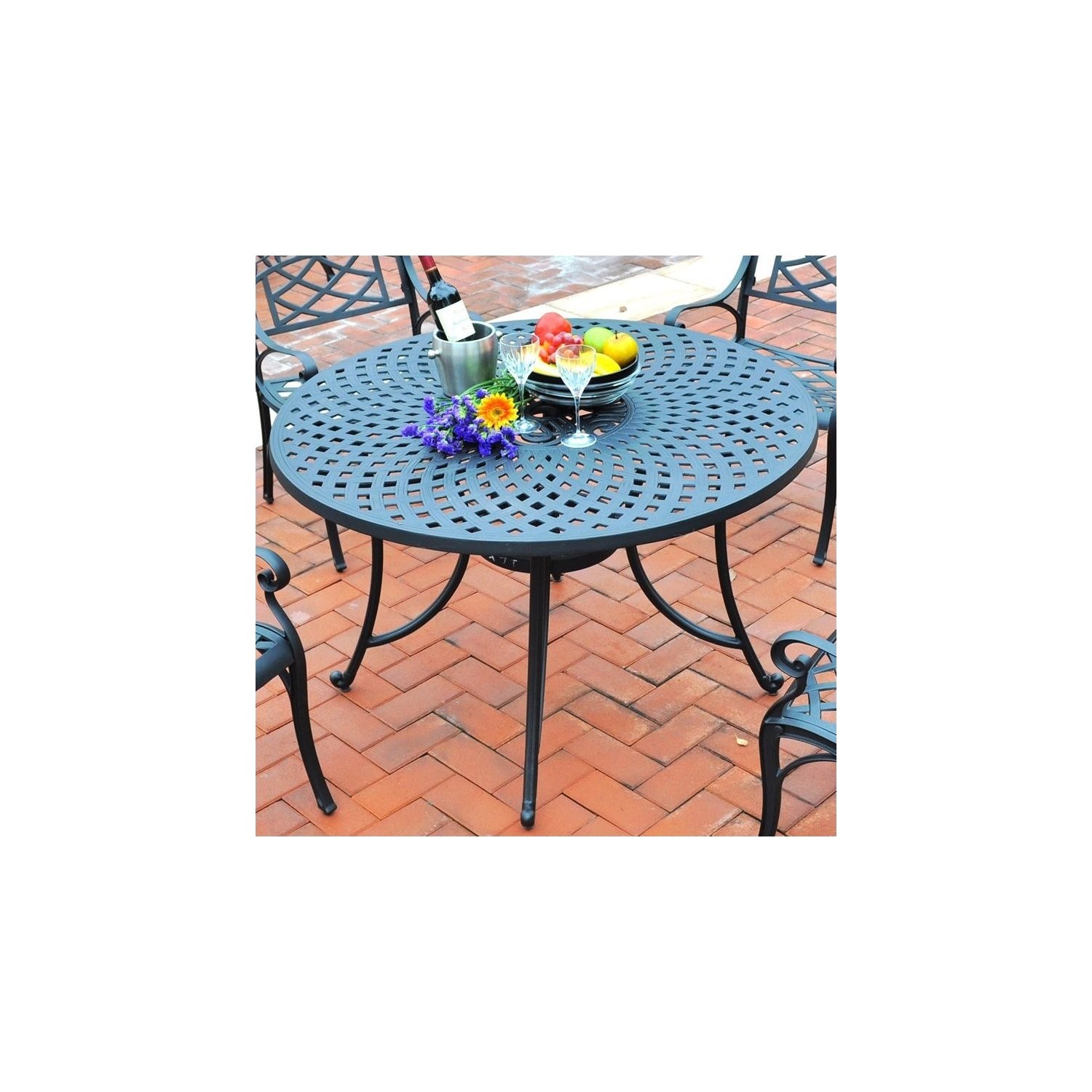 Crosley Furniture Sedona 48" Aluminum Dining Table in Charcoal Black