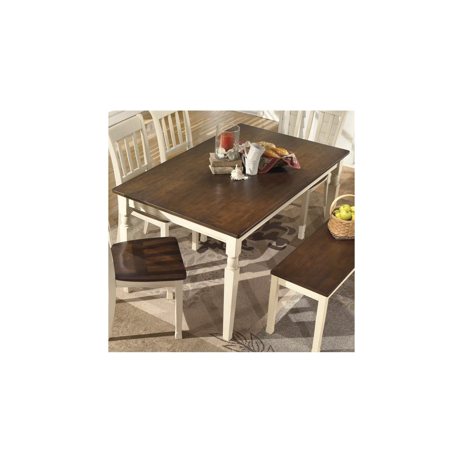 Ashley Whitesburg Rectangular Dining Table in Brown and Cottage White
