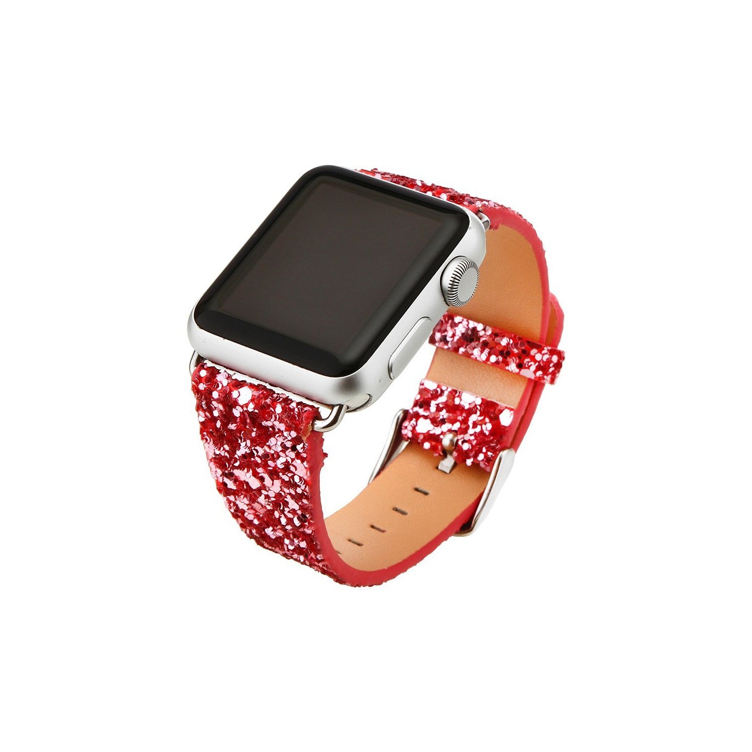 Navor Replacement Shiny Glitter Bling Luxury PU Leather Band Strap for Apple Watch Series 1-2-3-4-5-6-7-8(44mm)(45mm)