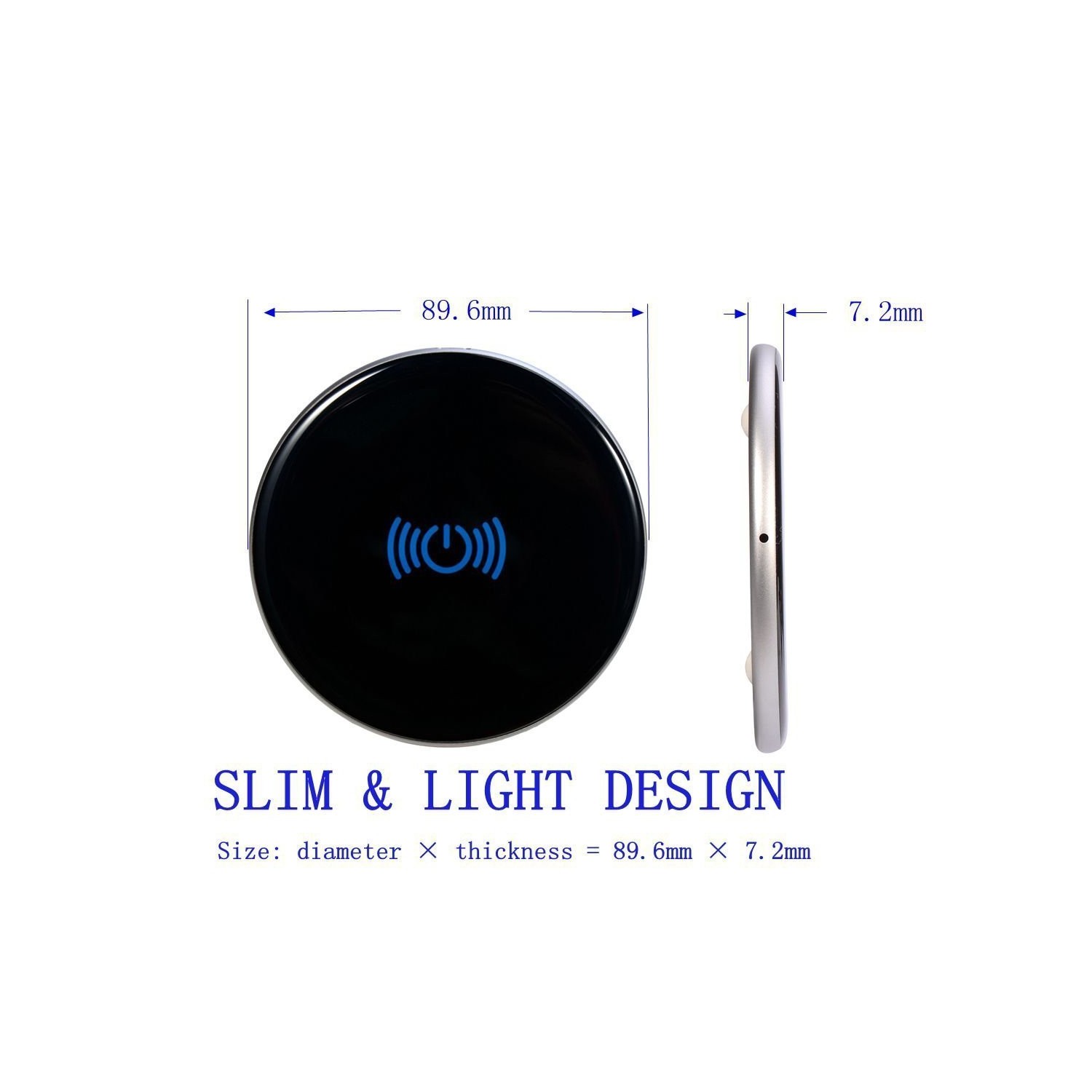 Wireless Charging Pad For iPhone 8, iPhone 8 Plus, iPhone X Samsung Galaxy Note8, S7, S7 Edge, S6 Edge Plus, S8, S8 Plus