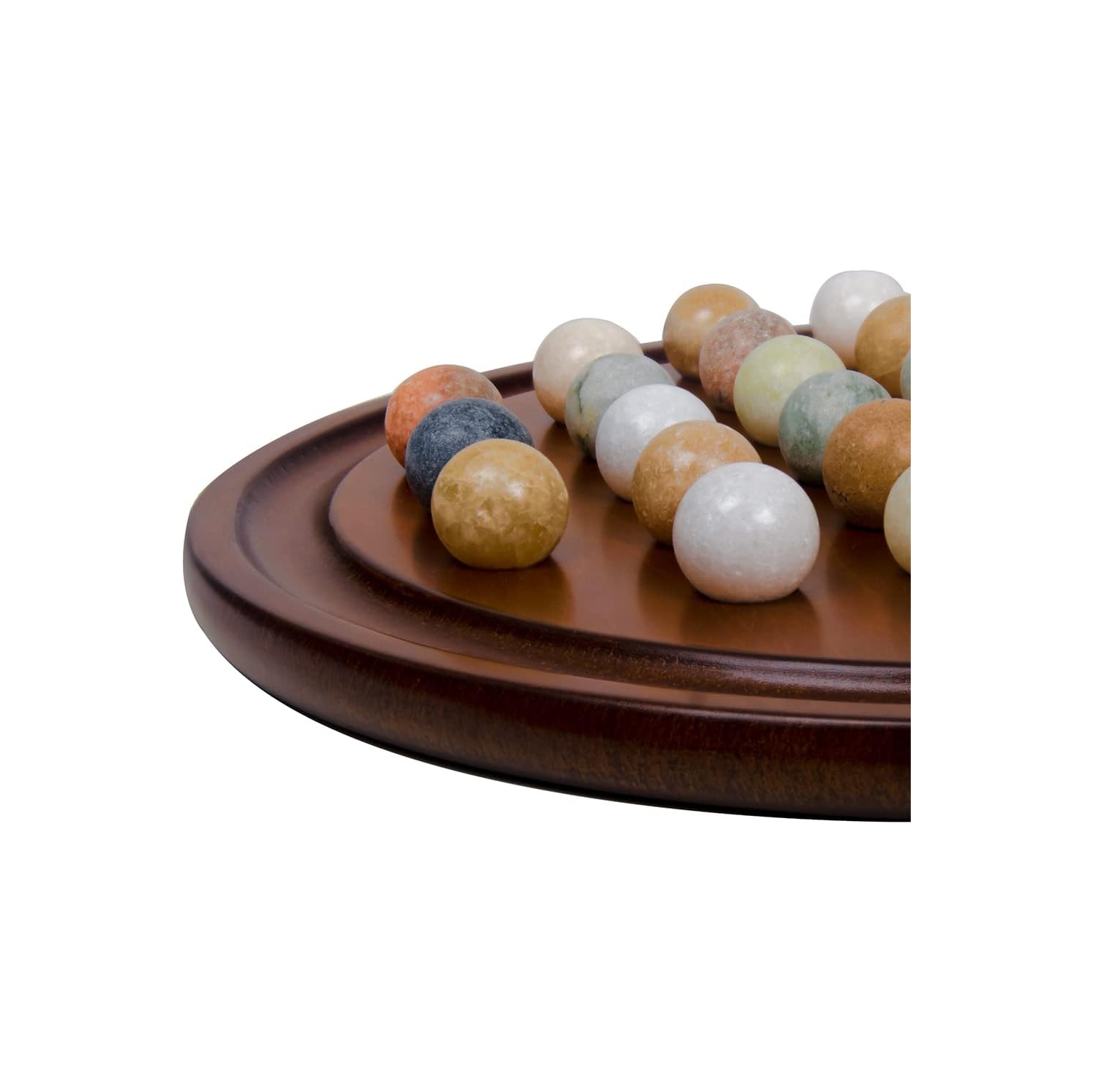 Acajou fini bois authentique jeu de société solitaire fait à la main avec 36 billes naturelles