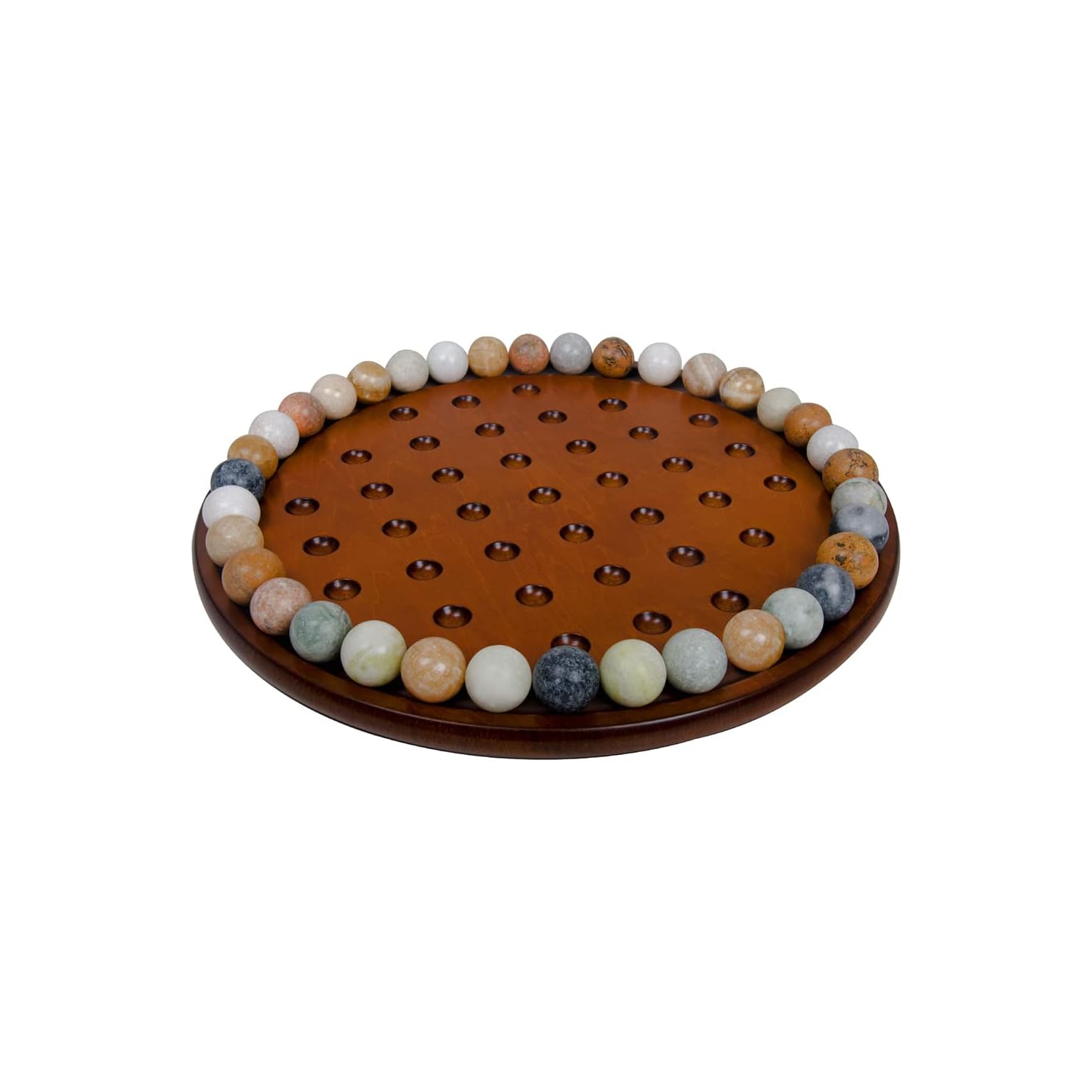 Acajou fini bois authentique jeu de société solitaire fait à la main avec 36 billes naturelles