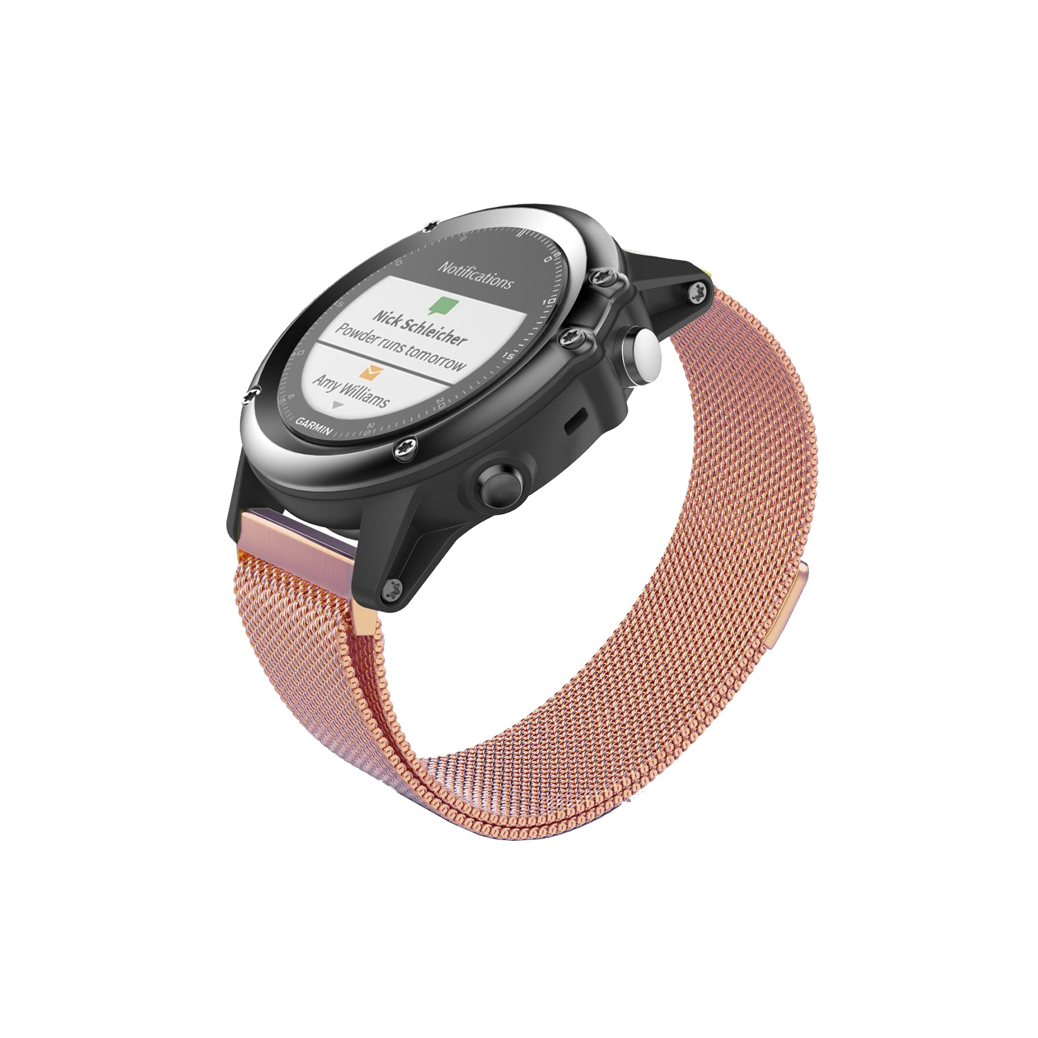 StrapsCo Milanese Mesh Bracelet for Garmin Fenix 5X & Fenix 3 in Rose Gold