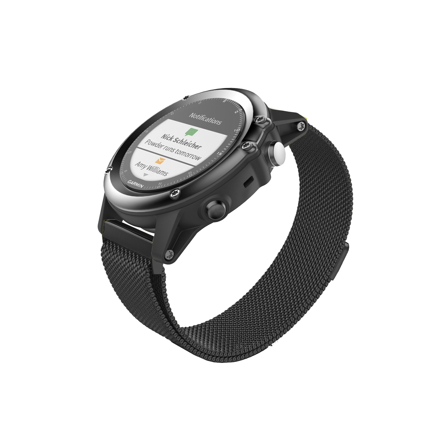StrapsCo Milanese Mesh Bracelet for Garmin Fenix 5X & Fenix 3 in Matte Black