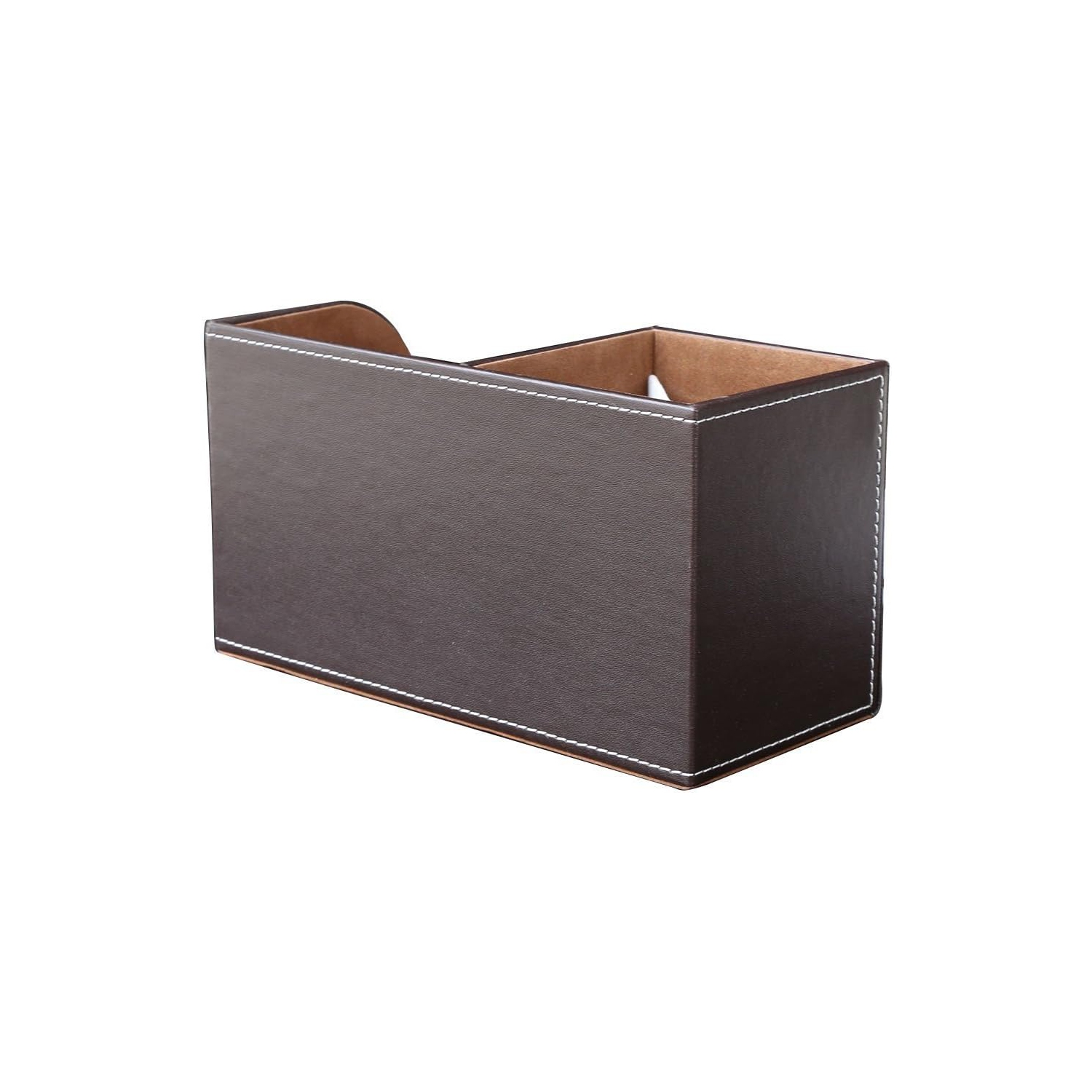 Leather Multi-function Desk Stationery Organizer Storage Box Pen/Pencil, Cell phone, Business Name Cards Remote Control Holder Colors - Brown