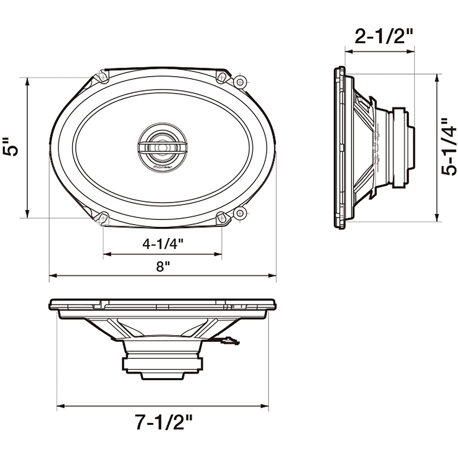 Pioneer TS-G6820S G-Series 6" x 8" 250-Watt 2-Way Coaxial Speakers