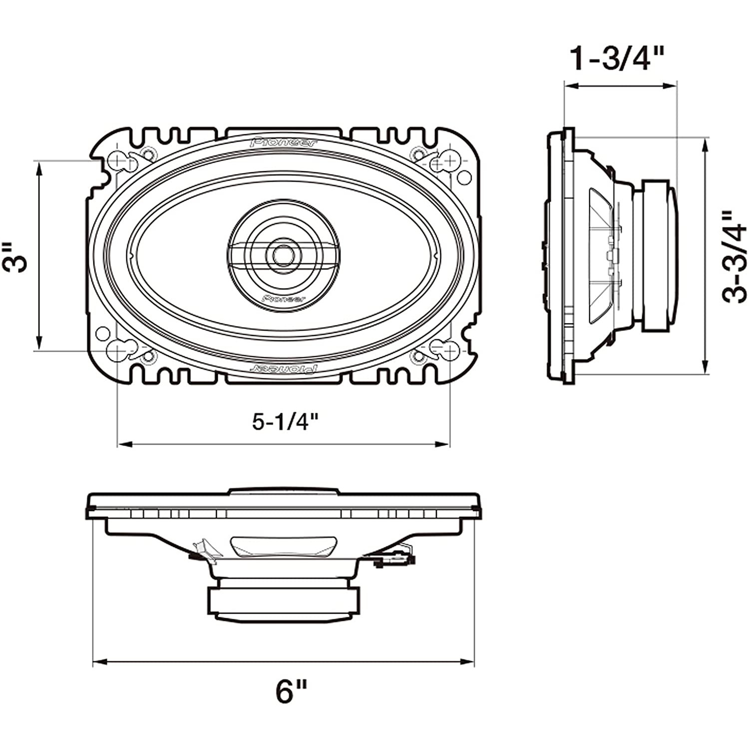Pioneer TS-G4620S Haut-parleurs coaxiaux à 2 voies de 4" x 6"