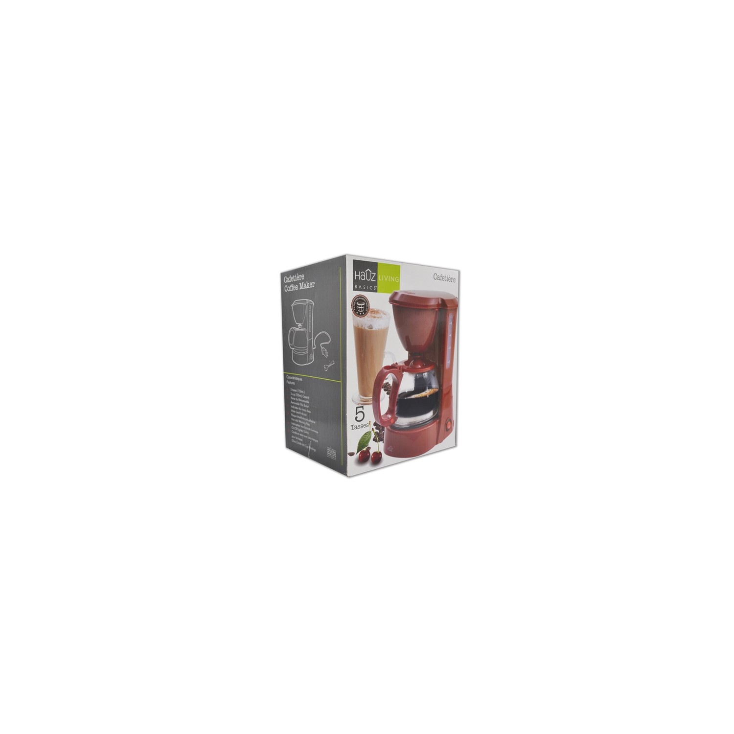 Hauz 5 Cups 750ml Coffee Maker Red