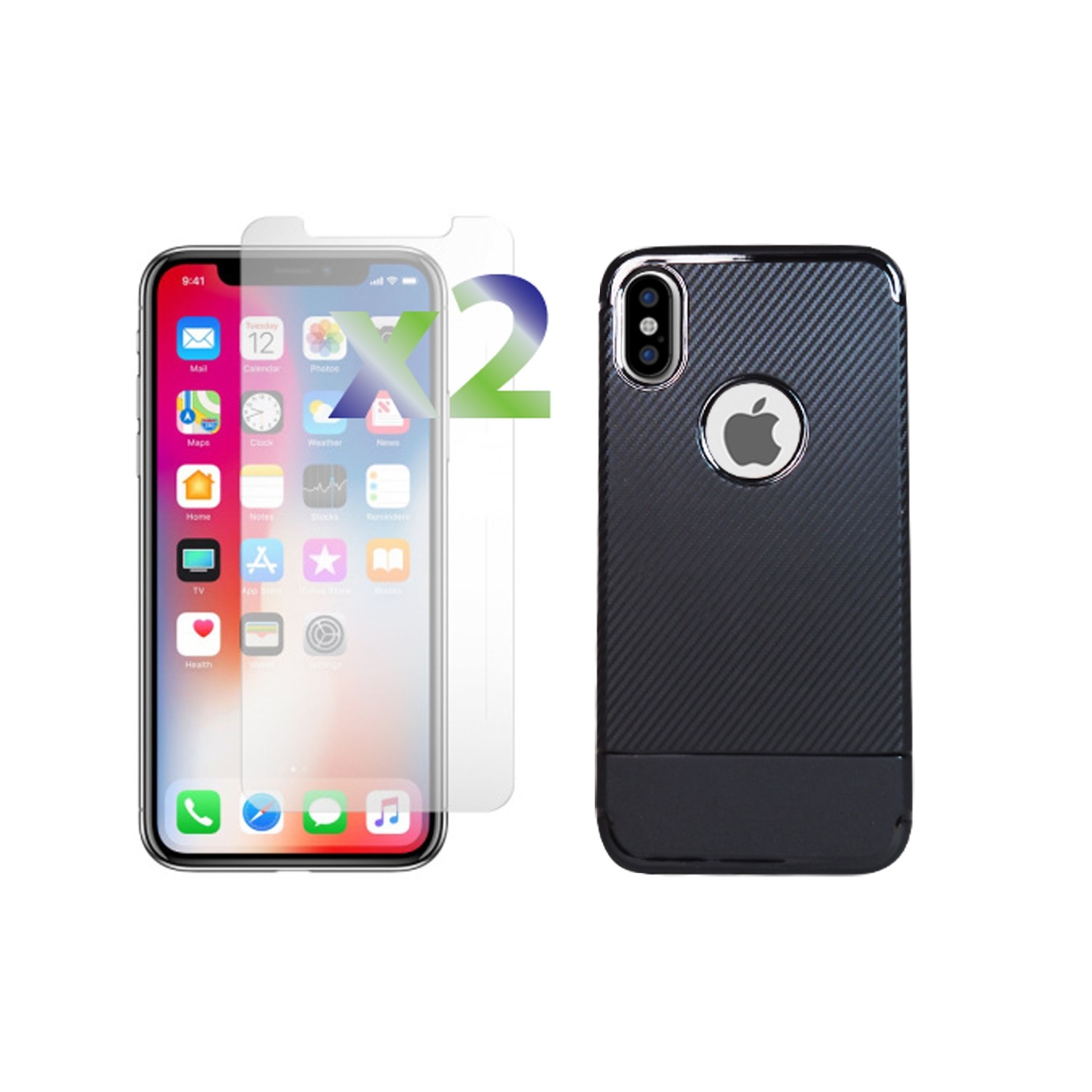Exian Fitted Soft Shell Case for iPhone X - Black