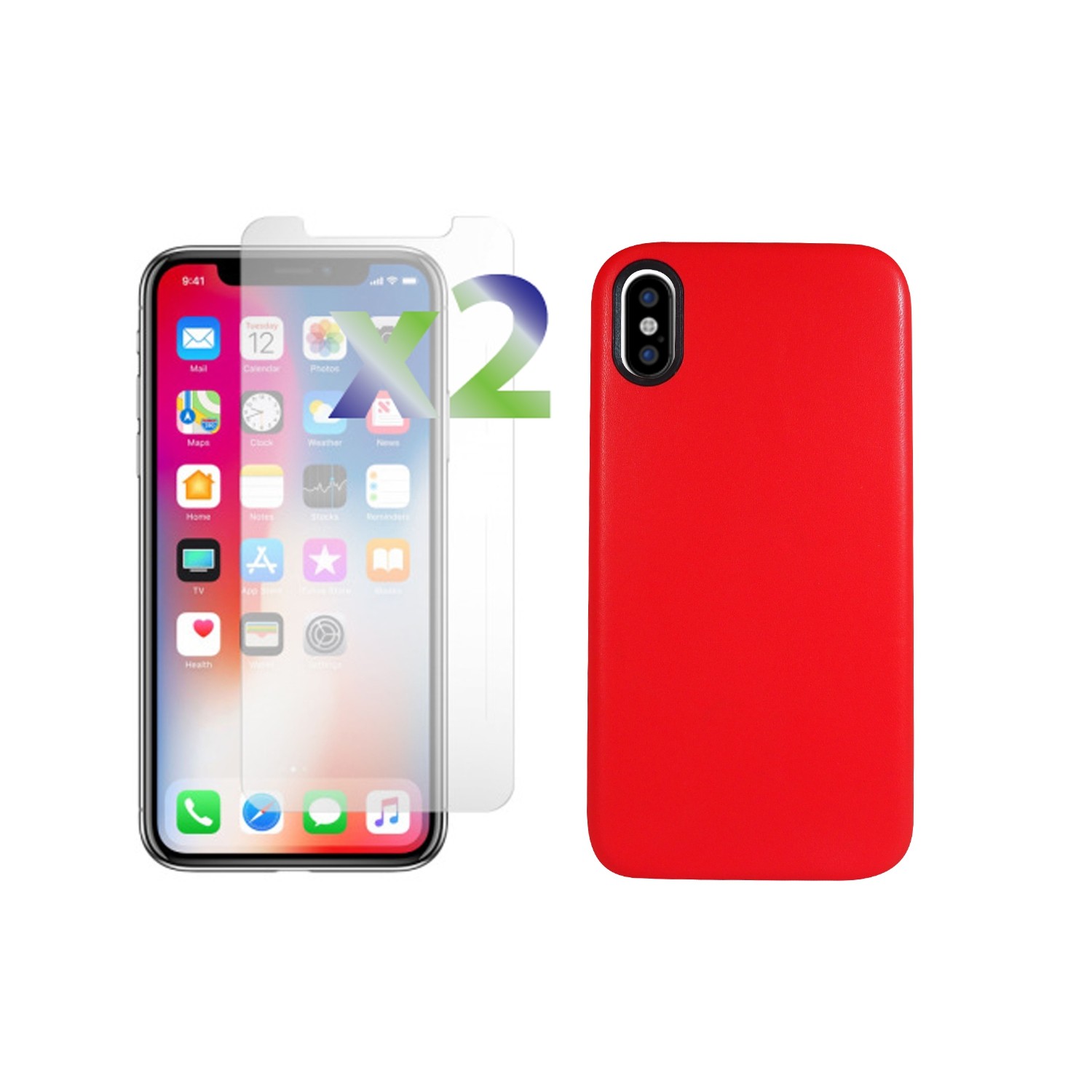 Étui souple ajusté d’Exian pour iPhone X - Rouge