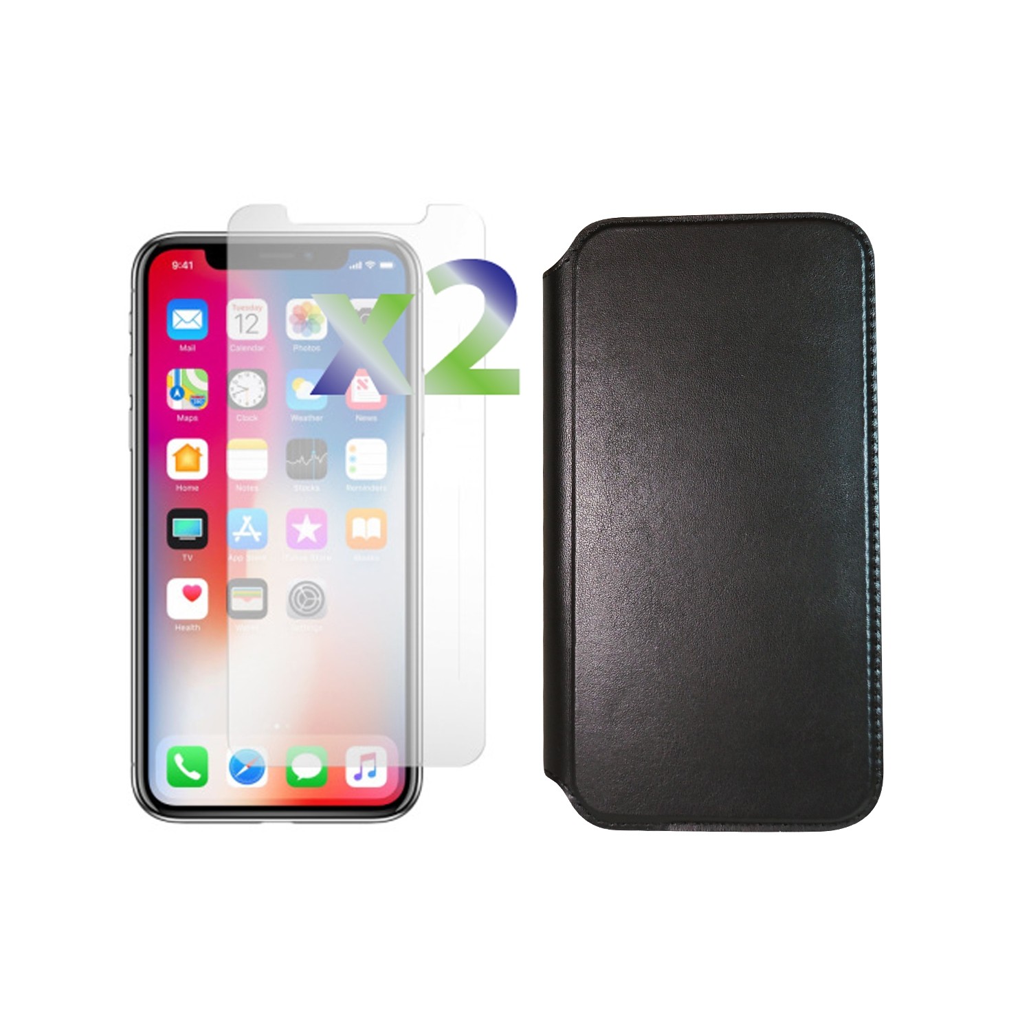 Étui souple ajusté d’Exian pour iPhone X - Noir