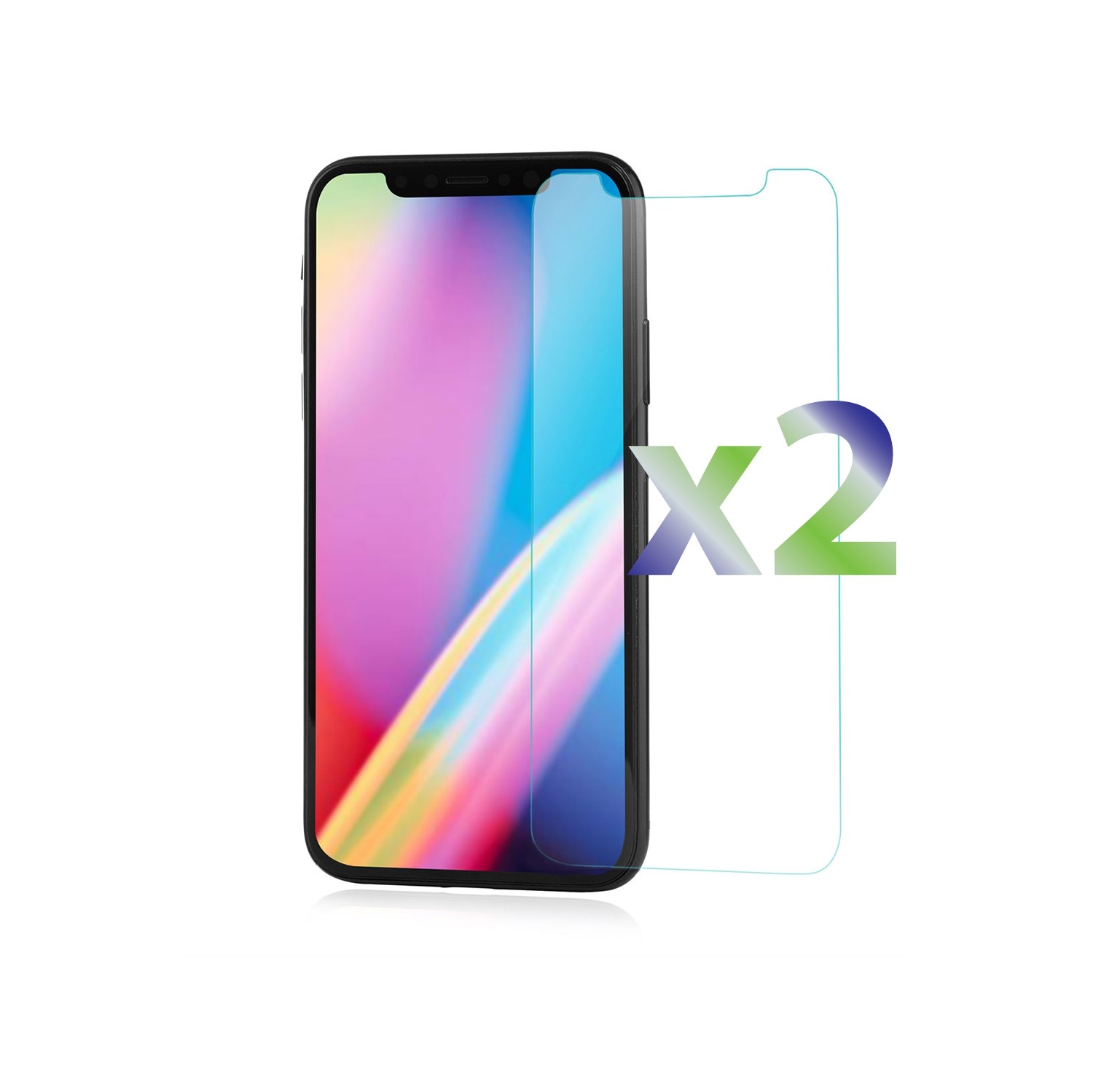 Exian iPhone X Tempered Glass Screen Protectors x 2 Clear