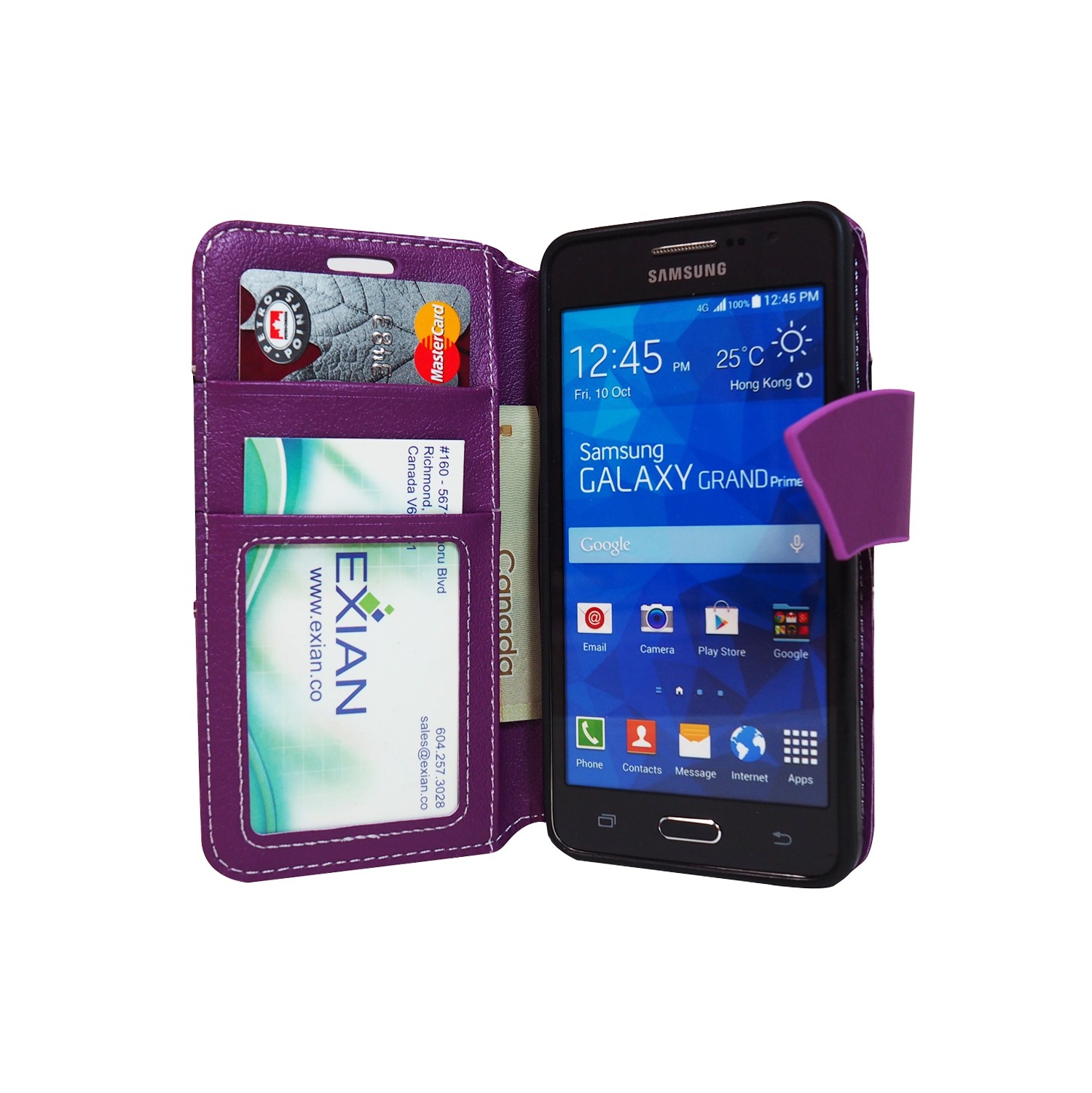 Étui souple ajusté d’Exian pour Galaxy Grand prime de Samsung - Noir; Violet