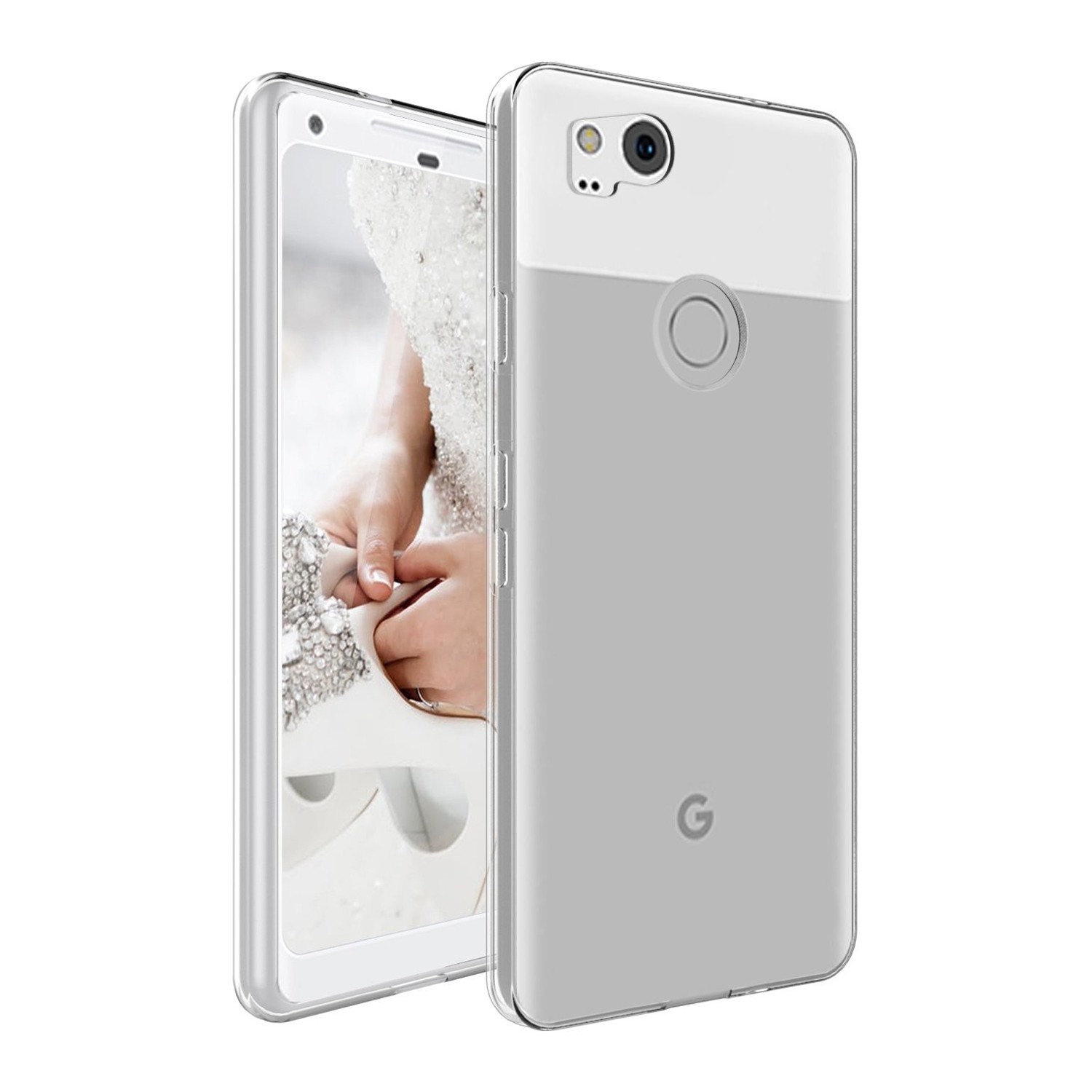 Exian Google Pixel 2 XL TPU Thick Case Transparent Clear