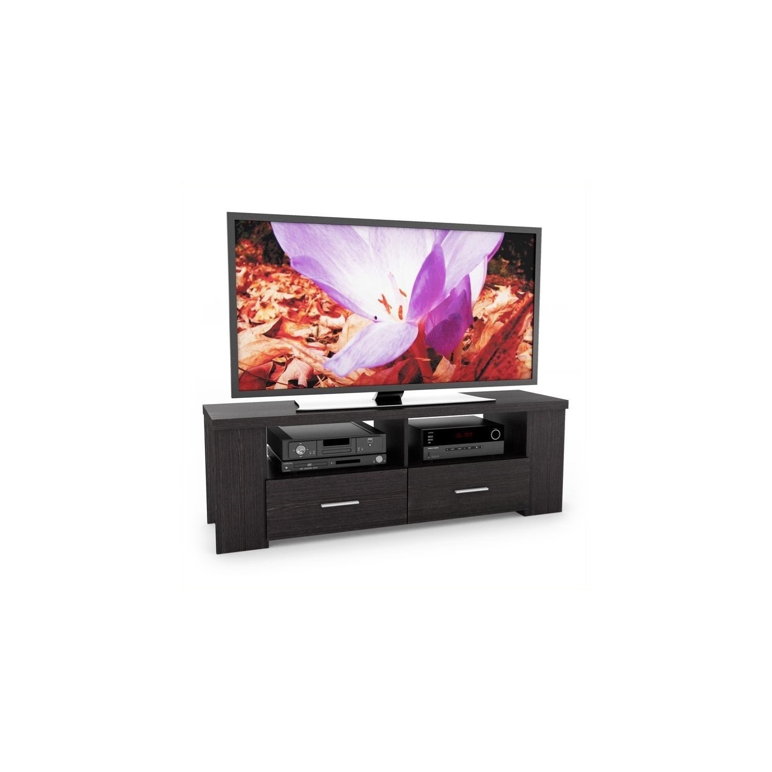 Meuble pour téléviseur noir Bromley Ravenwood de CorLiving pour téléviseurs de 75 po et moins