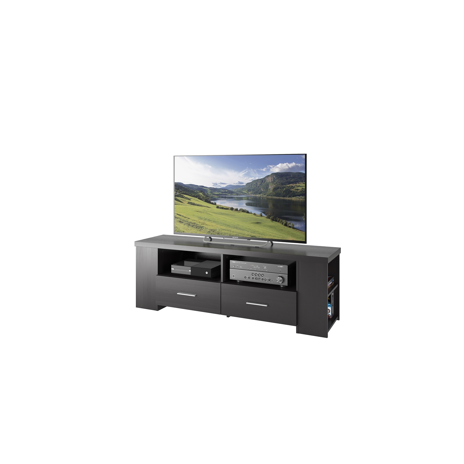 Meuble pour téléviseur noir Bromley Ravenwood de CorLiving pour téléviseurs de 75 po et moins