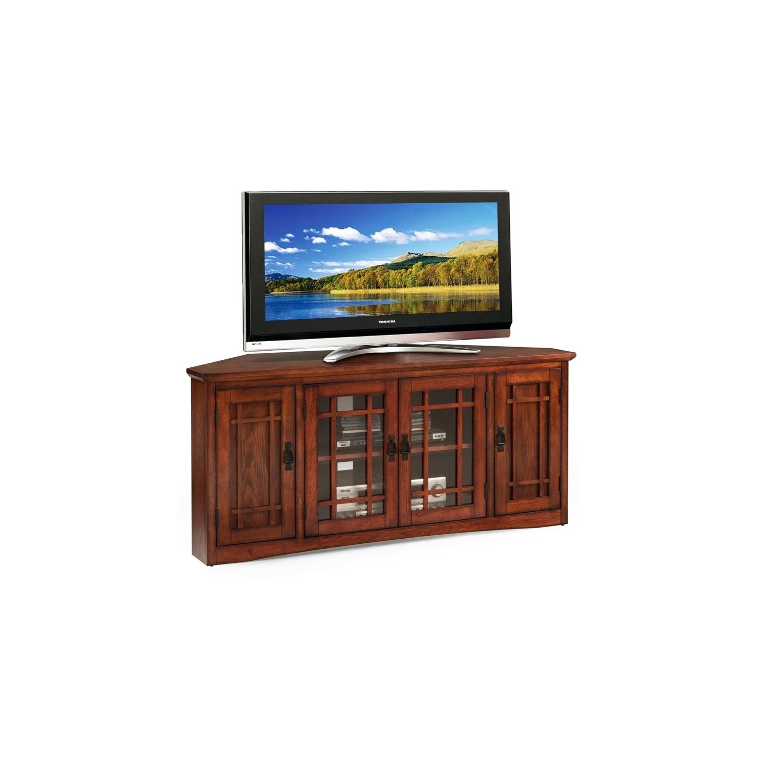 Leick 56" Corner TV Stand in Mission Oak