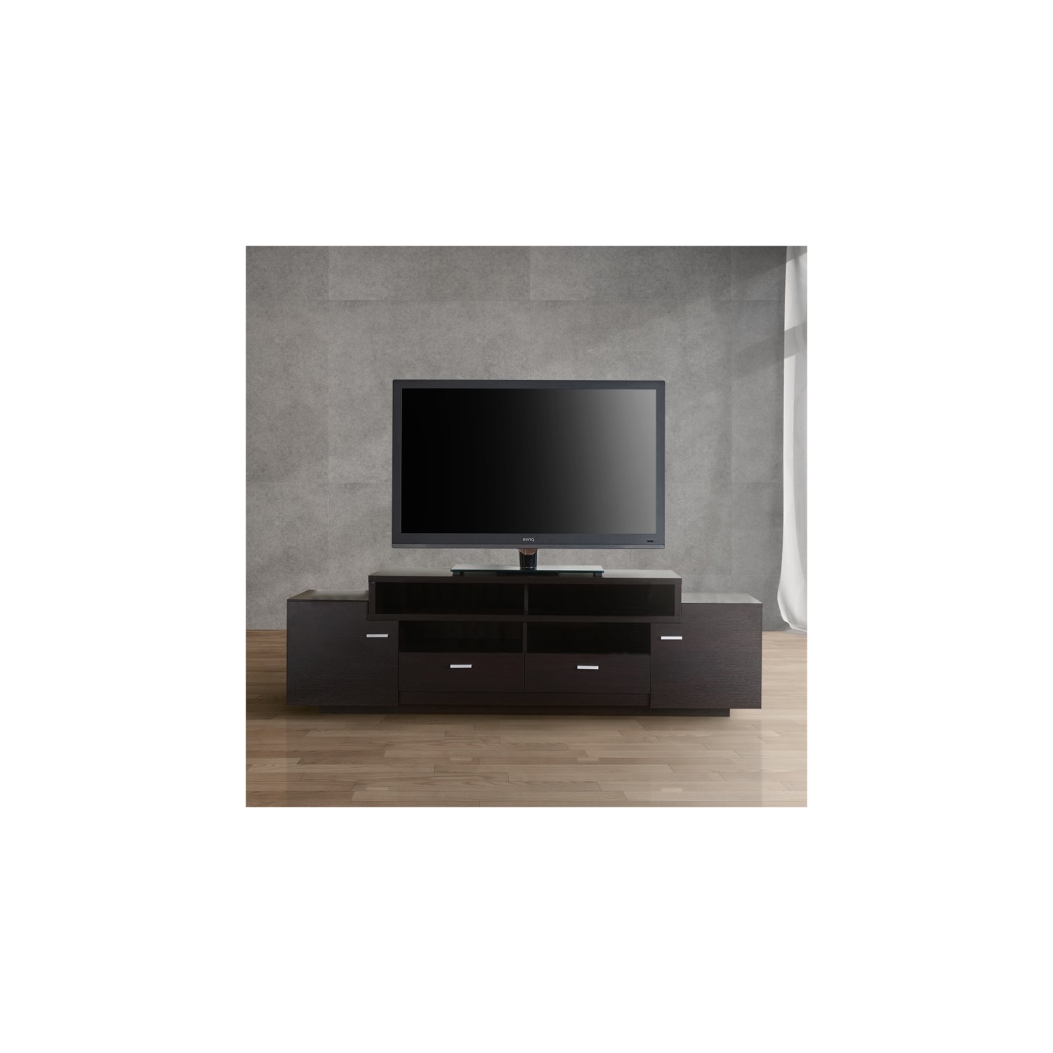 Furniture of America Braswell Wood Multi-Storage 72-Inch TV Stand in Cappuccino