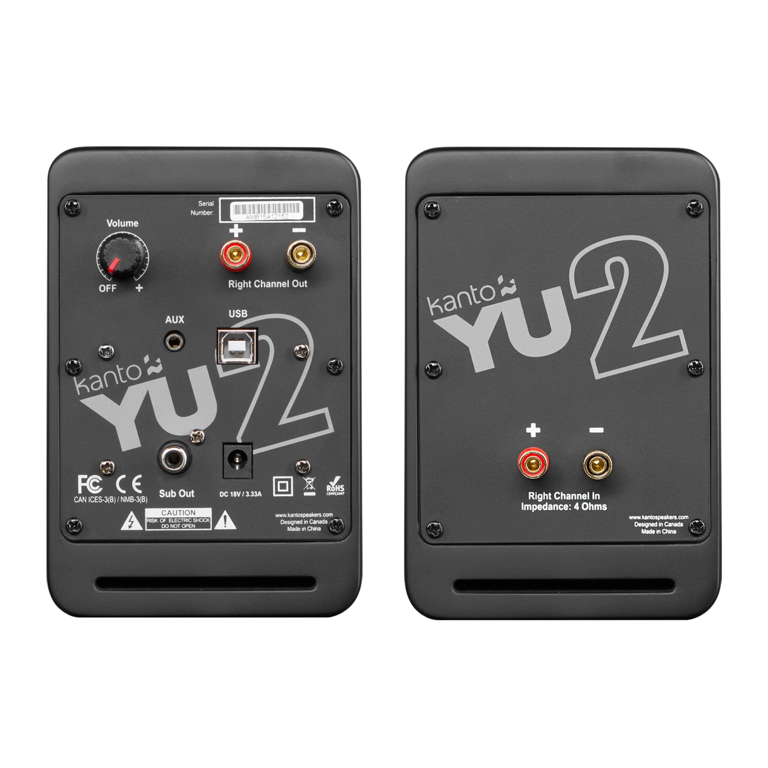 Kanto YU2 Powered Desktop Speakers, Matte Black