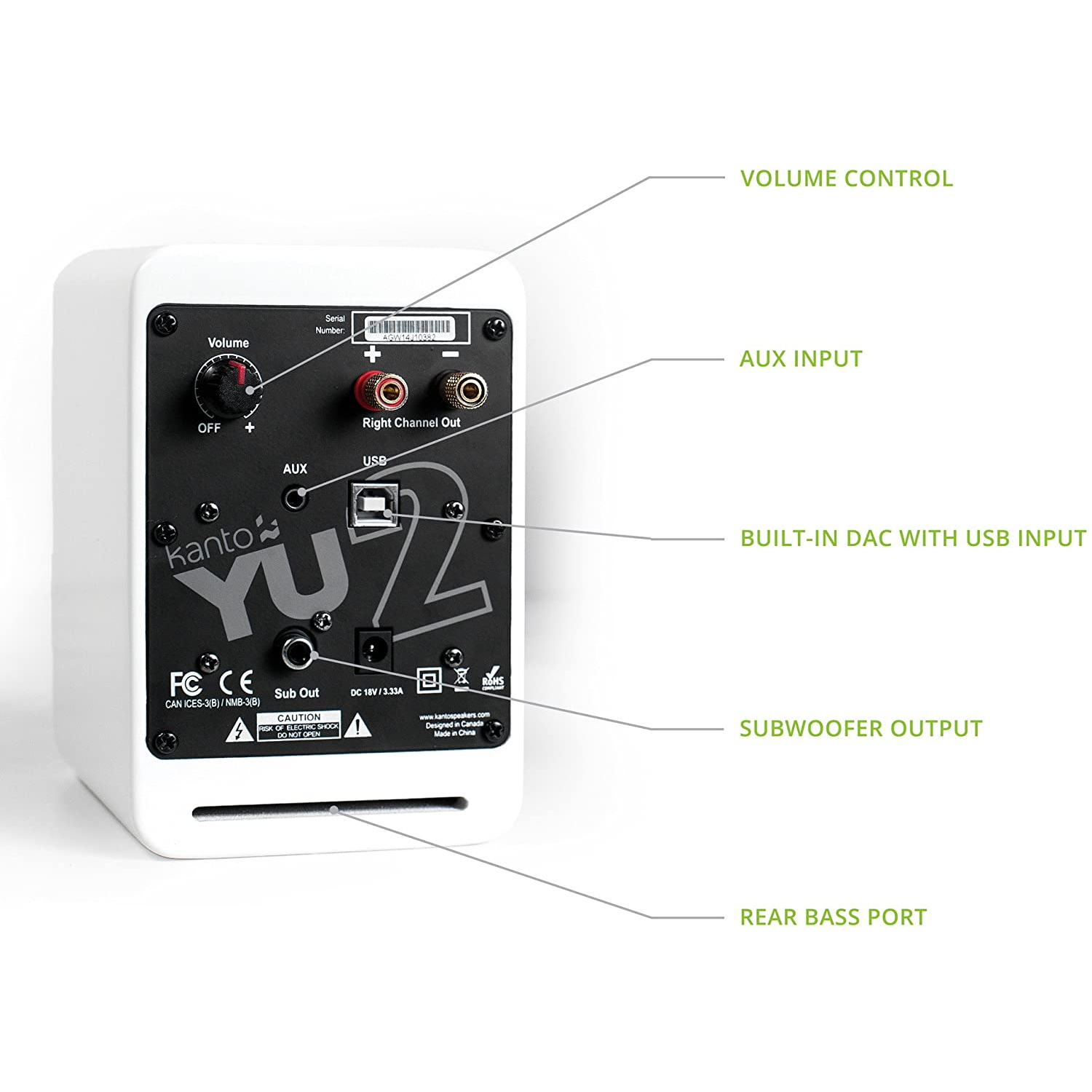 Kanto YU2 Powered Desktop Speakers, Matte White