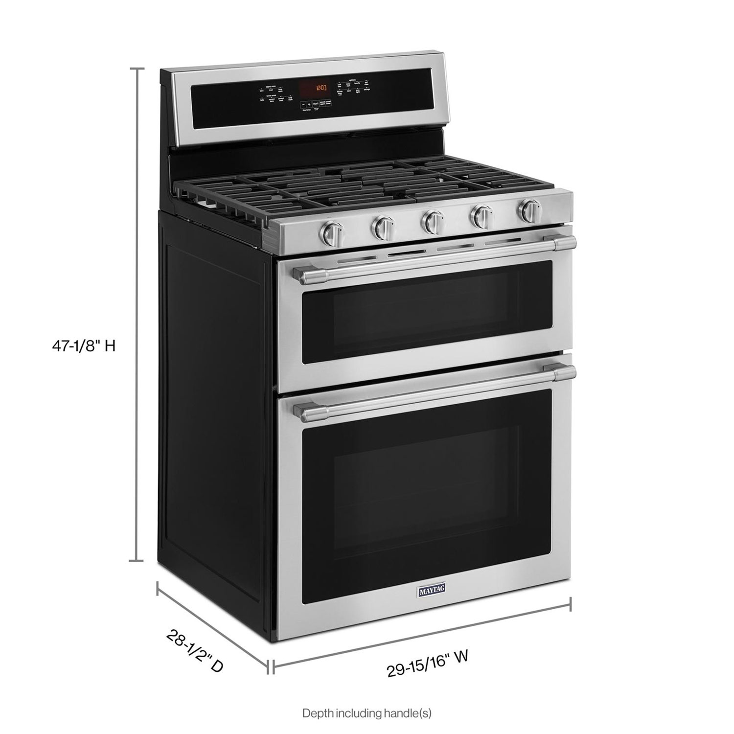Maytag 30" 6.0 Cu. Ft. Double Oven 5-Burner Freestanding Gas Range - Stainless Steel