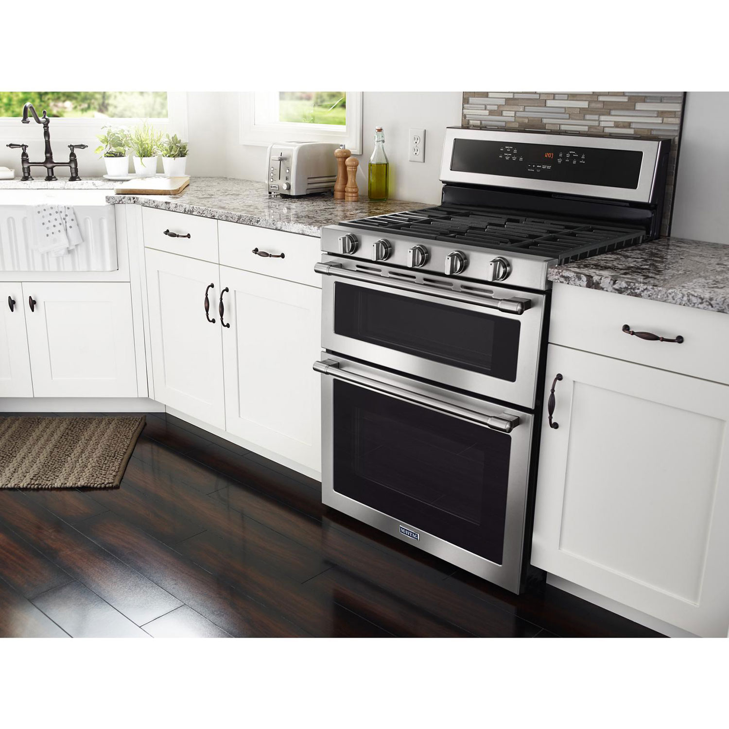 Maytag 30" 6.0 Cu. Ft. Double Oven 5-Burner Freestanding Gas Range - Stainless Steel