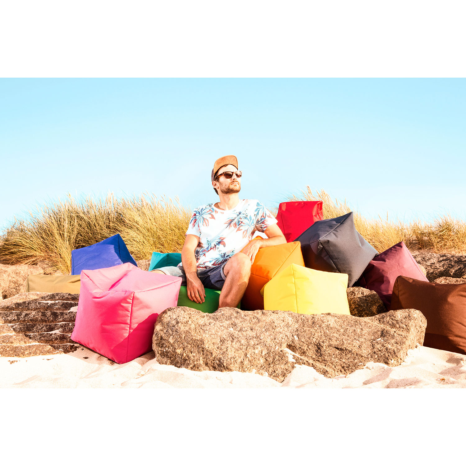 Fauteuil poire contemporain Cube Brava - Rose