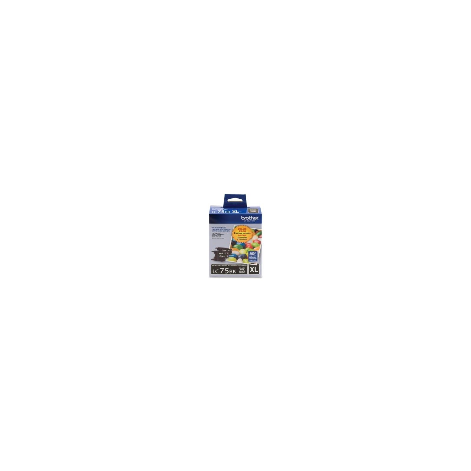 BROTHER PRINTER LC752PKS 2 PACK OF LC-75BK CARTRIDGES INK RETAIL PACKAGING