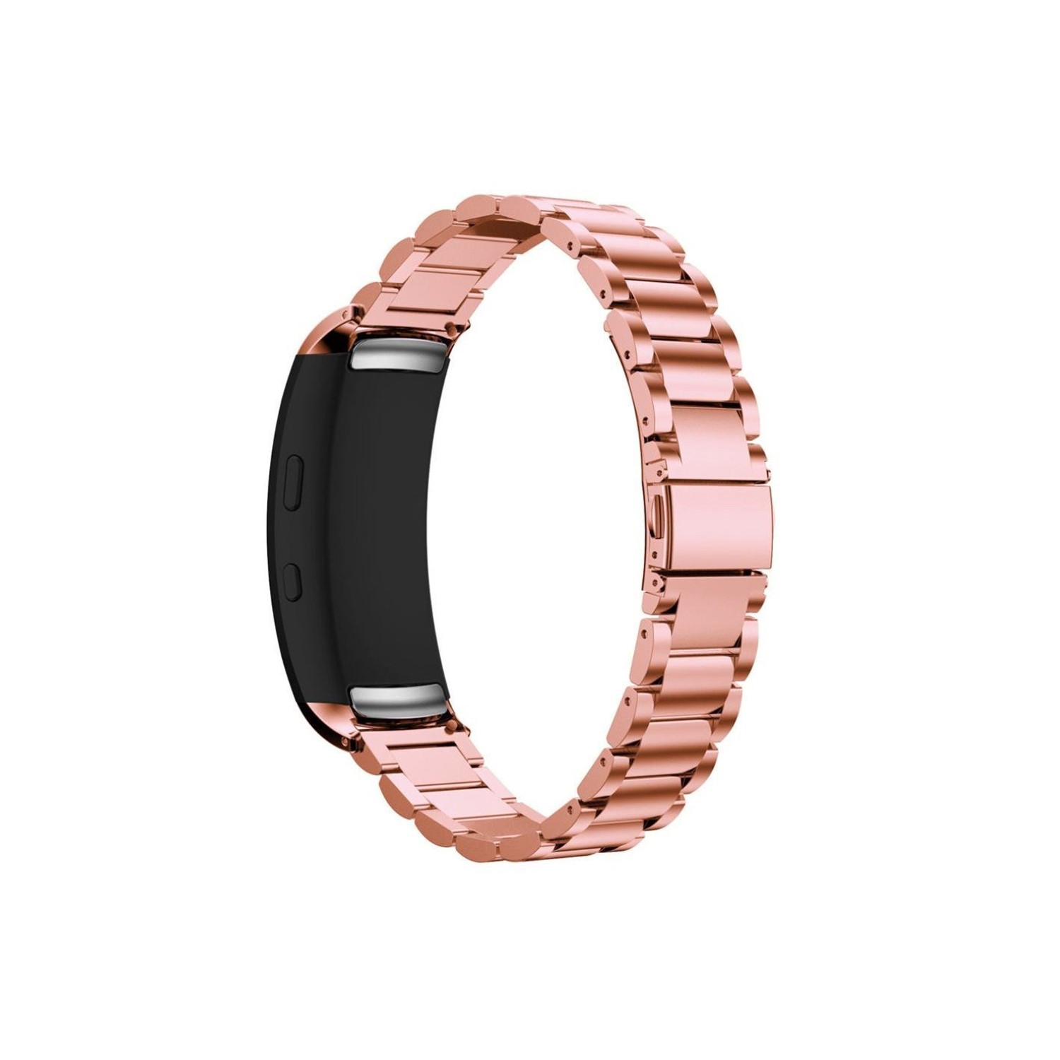 StrapsCo Genuine Stainless Steel H-Link Strap for Samsung Gear Fit2 in Rose Gold