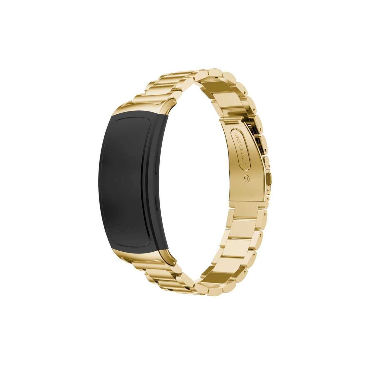 StrapsCo Genuine Stainless Steel H-Link Strap for Samsung Gear Fit2 in Yellow Gold