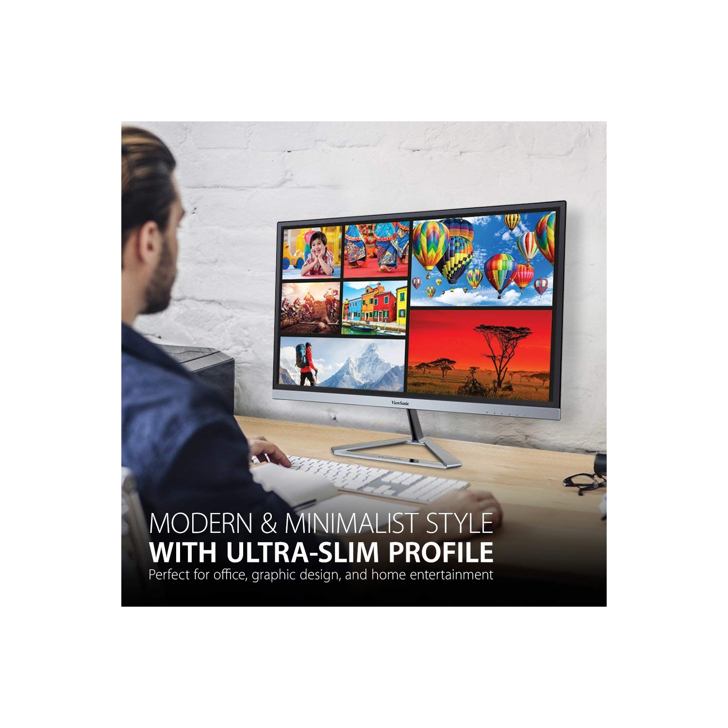 VIEWSONIC VX2276-SMHD BLACK 22" 7MS FULL HD 1080P SUPERCLEAR IPS ULTRASLIM FRAMELESS EYE STRAIN MINIMIZED LED MONITOR, 1