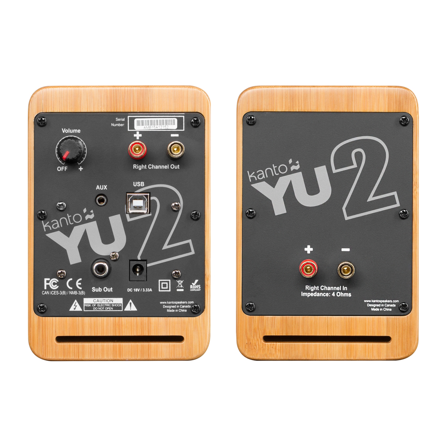 Kanto YU2 Powered Desktop Speakers, Bamboo