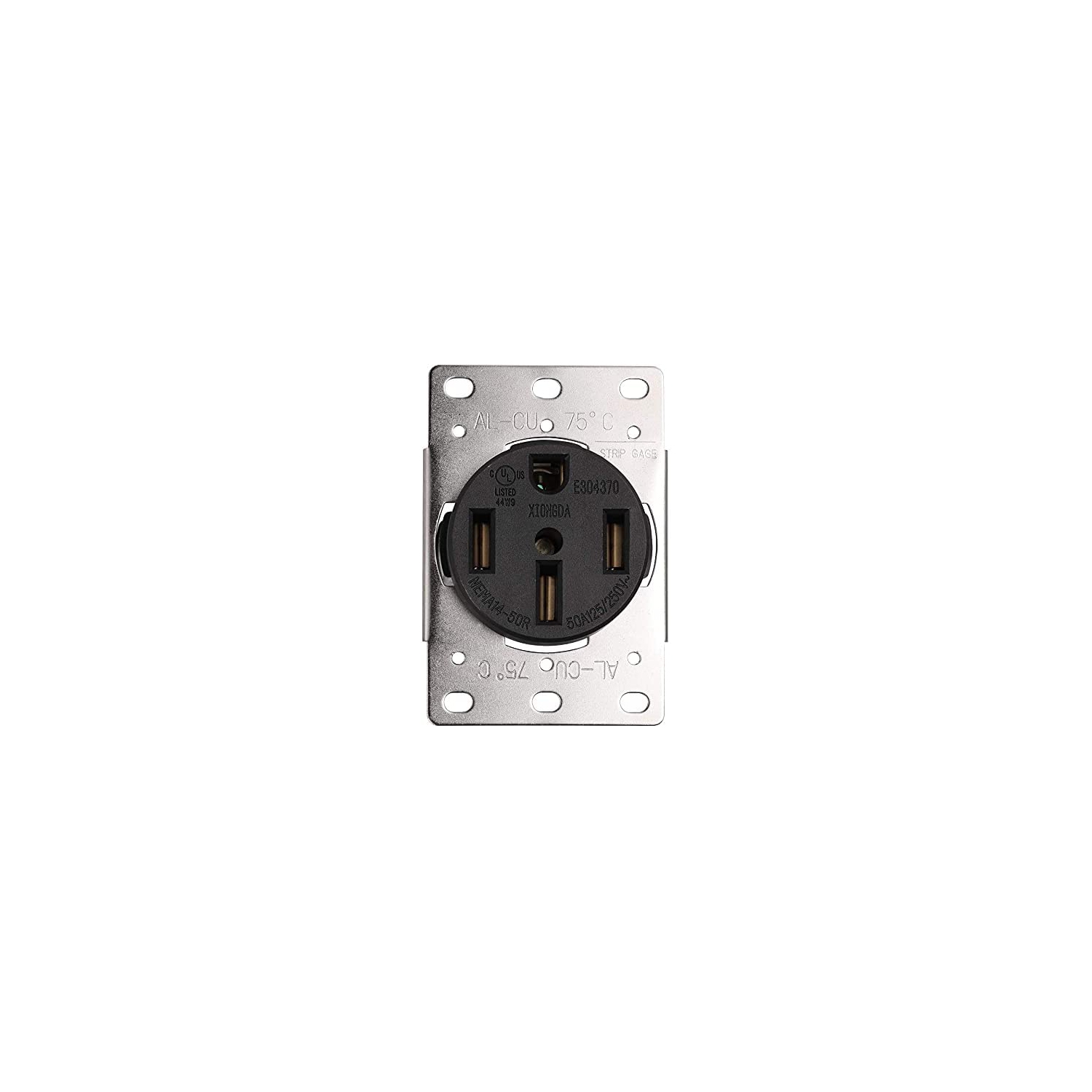 Stanz (TM) 50 Amp Range Receptacle Outlet for RV and Electric Vehicles, NEMA 14-50R, 3- Pole, 4 Wire, 125/250V, UL Listed Black