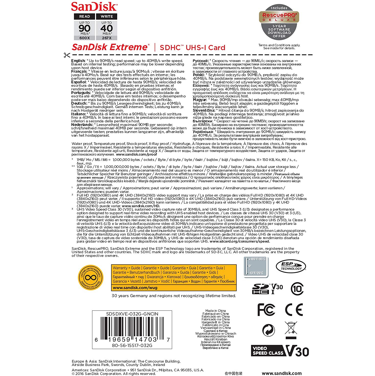 Sandisk Extreme SD - Brand New