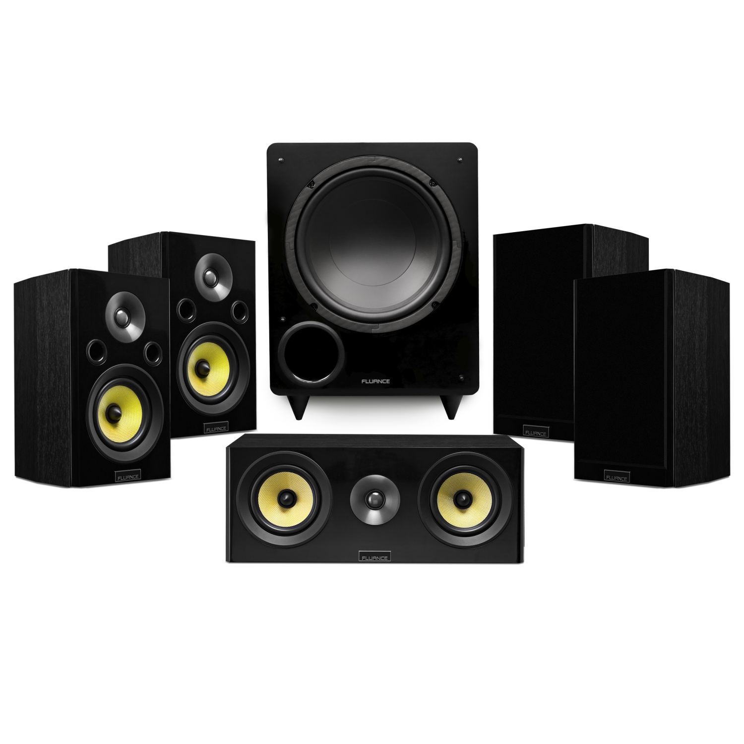 Système de cinéma maison compact audio ambiophonique 5,1 haute fidélité Signature de Fluance - Noir cendré